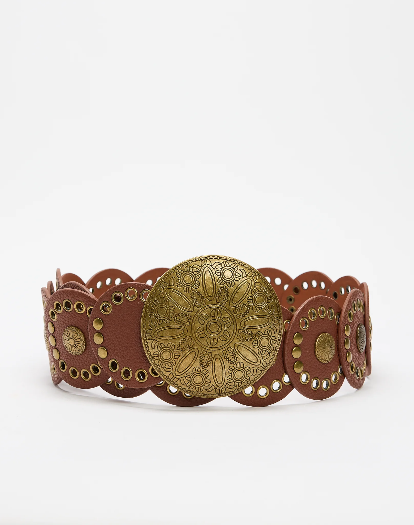 Statement Circle Belt Brown