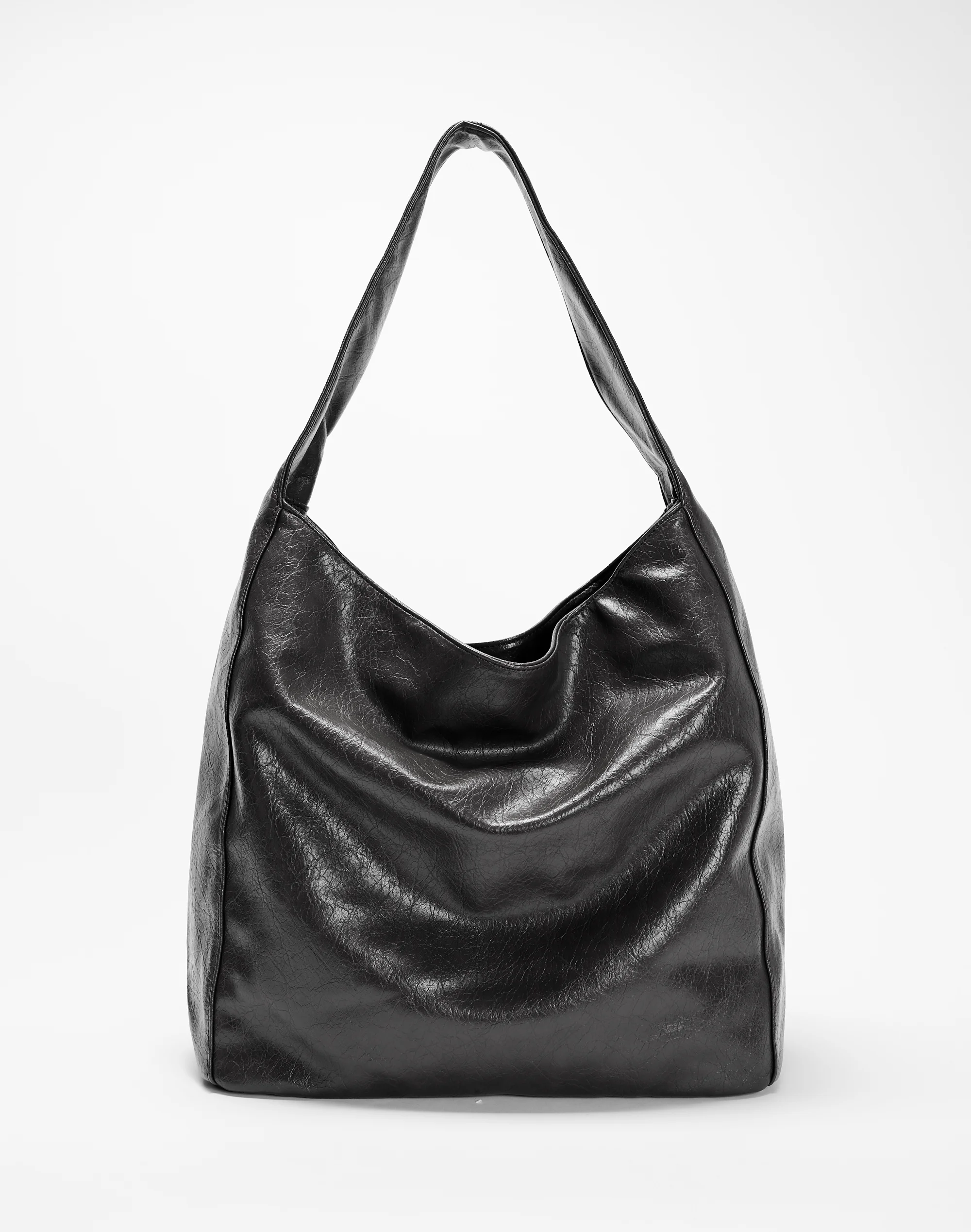 Faux Leather Tote Bag Black