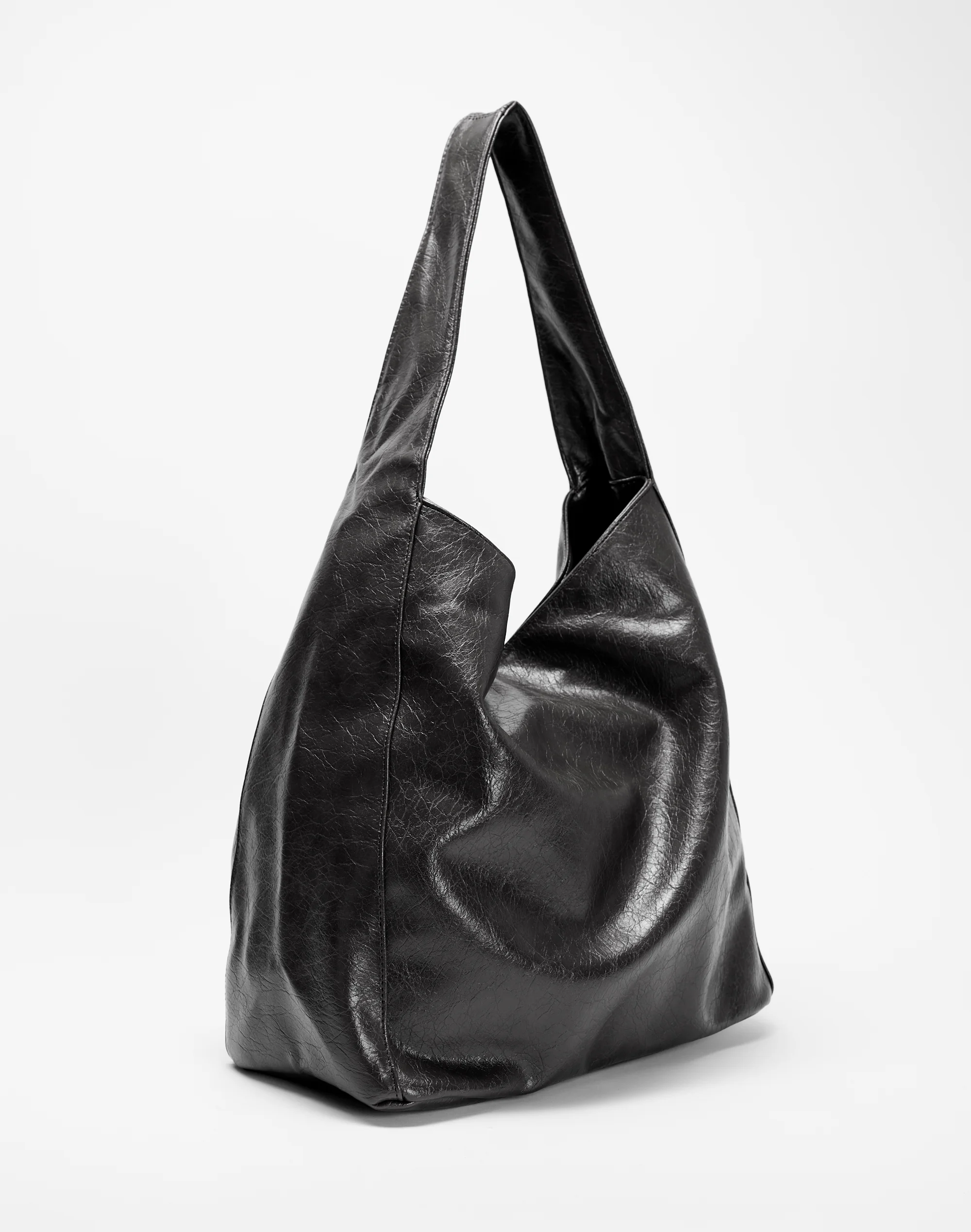 Faux Leather Tote Bag Black