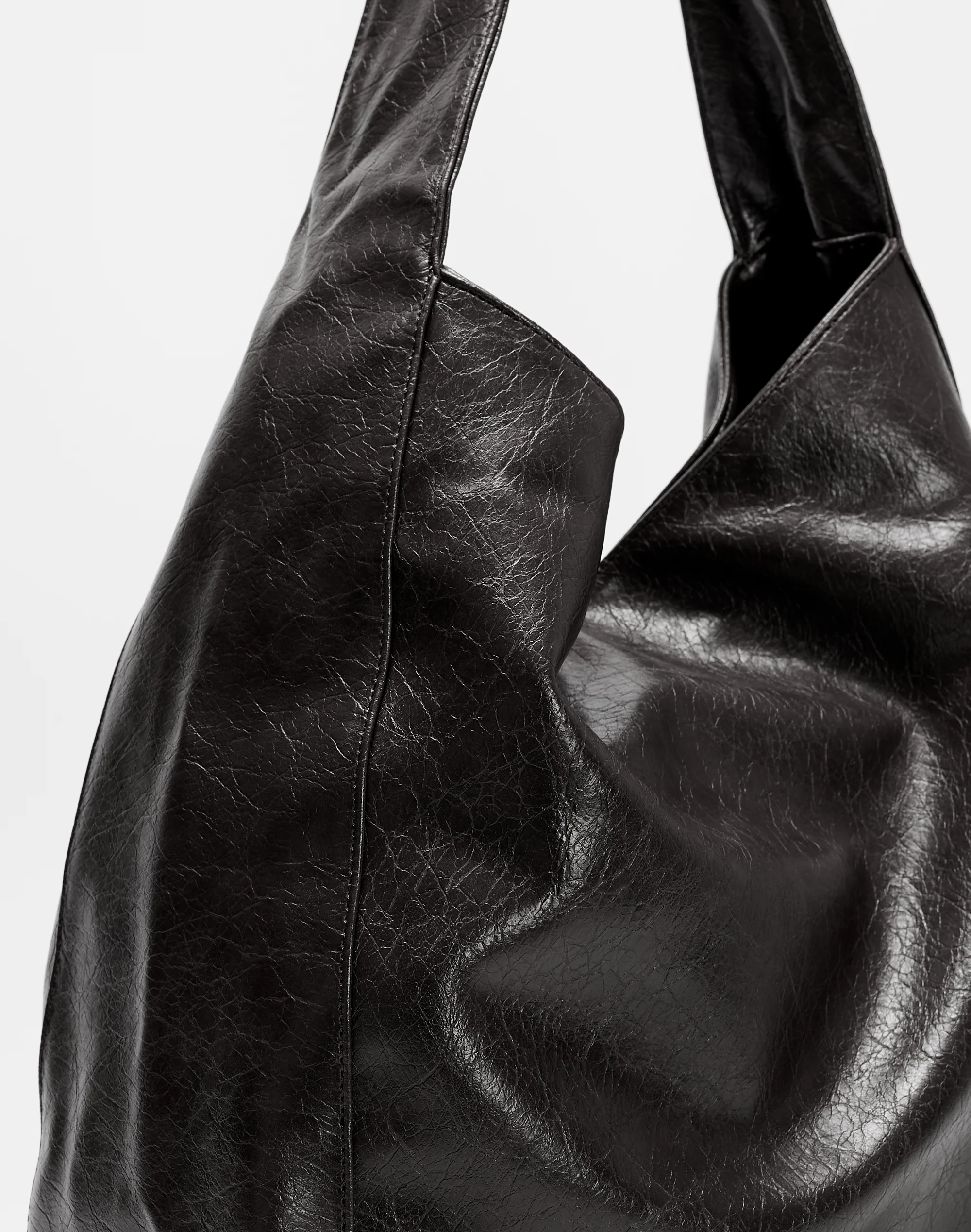 Faux Leather Tote Bag Black