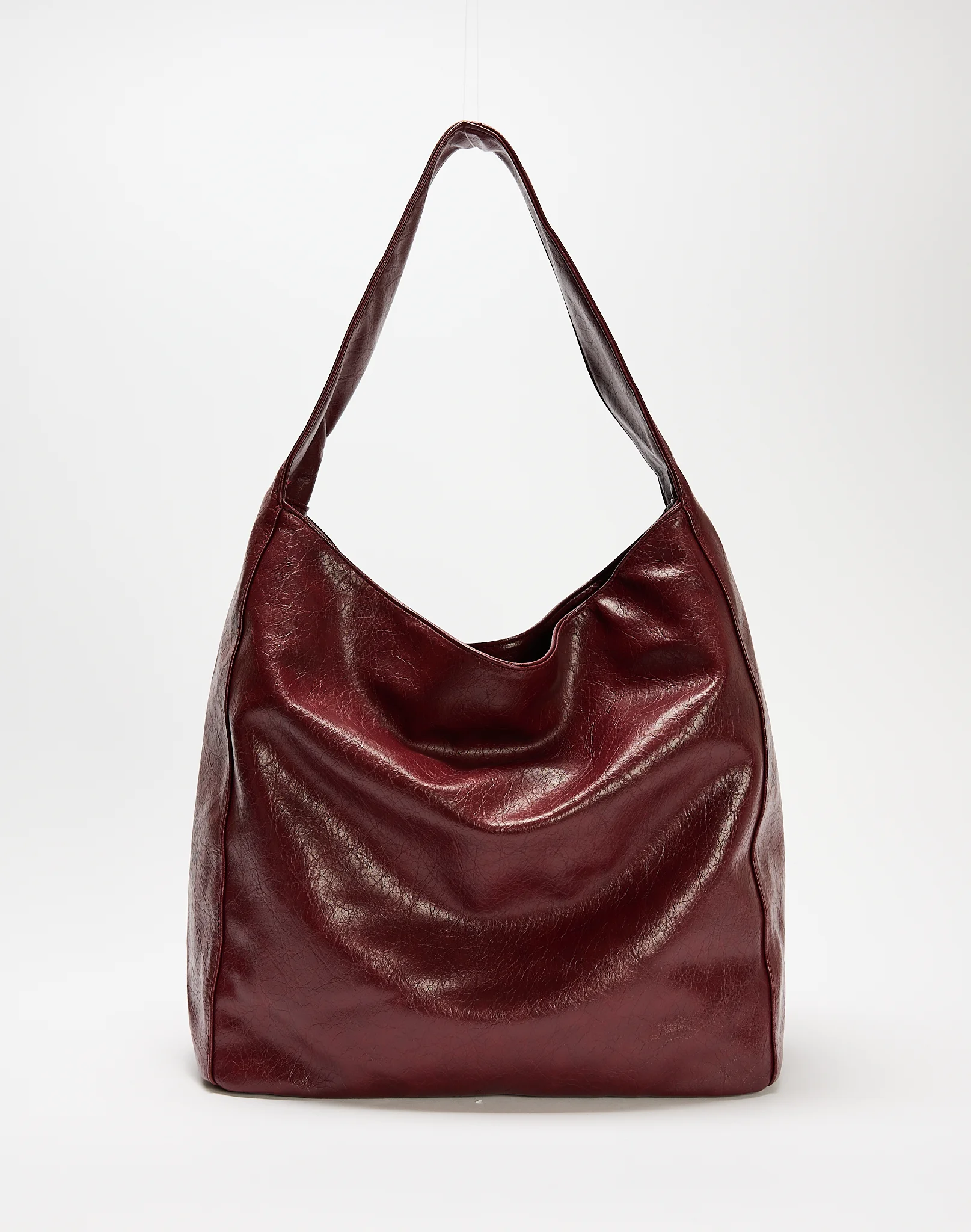 Faux Leather Tote Bag Cherry
