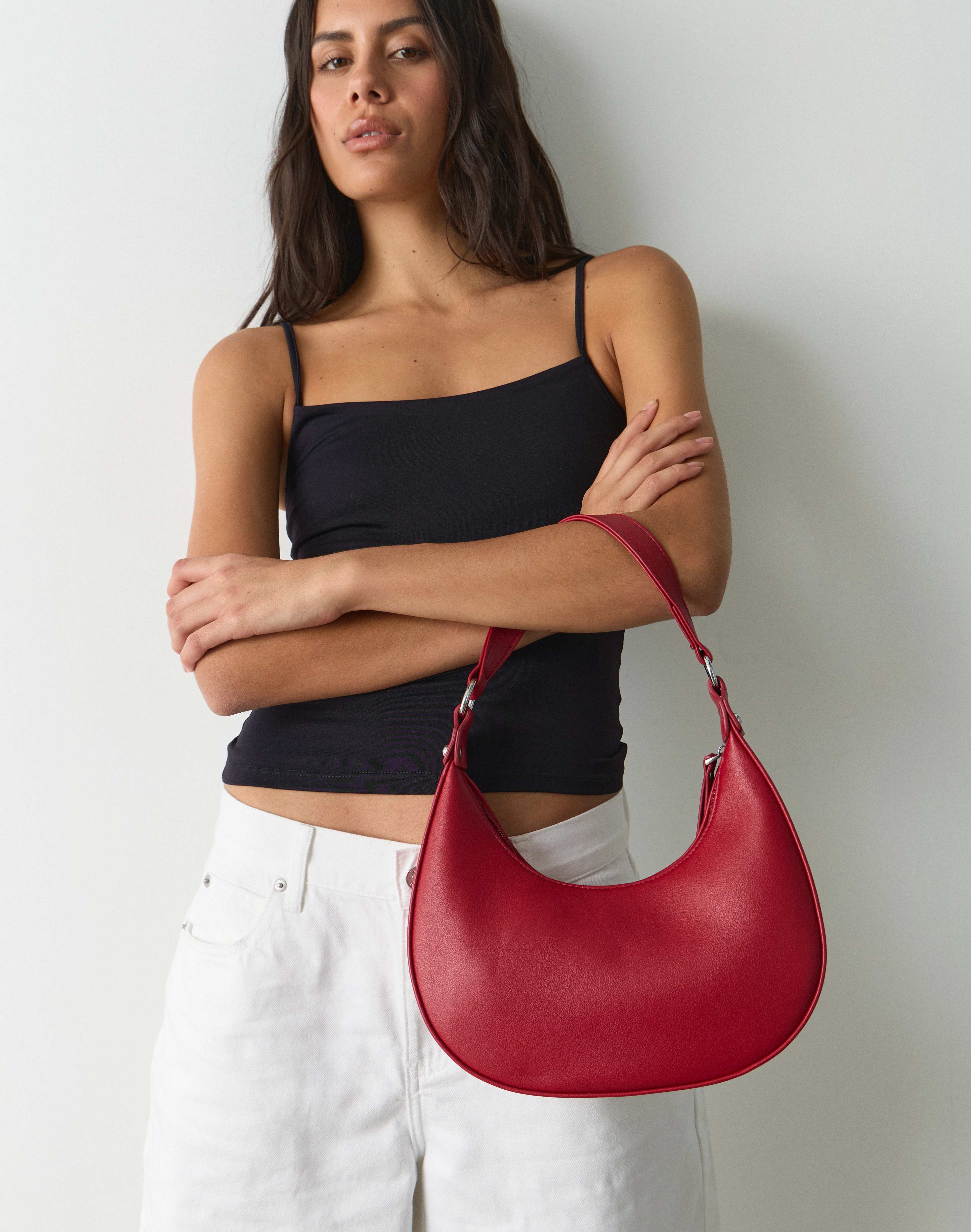 Classic Faux Leather Shoulder Bag Cherry Girl