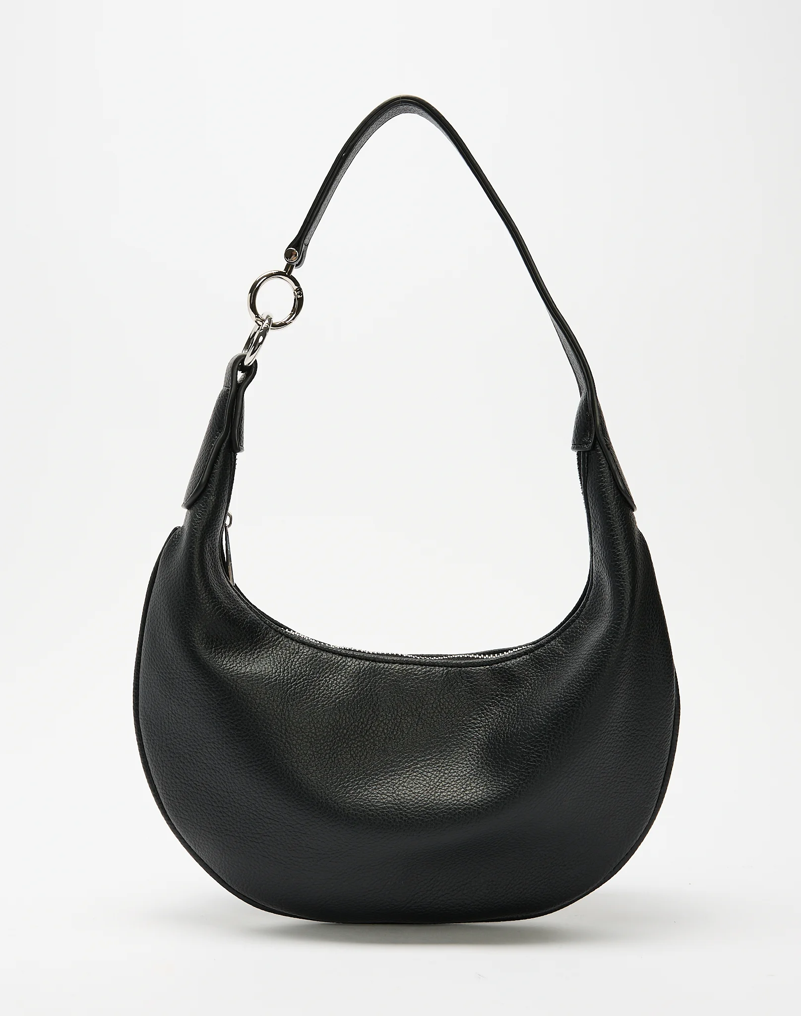 Ring Shoulder Bag Black X Silver