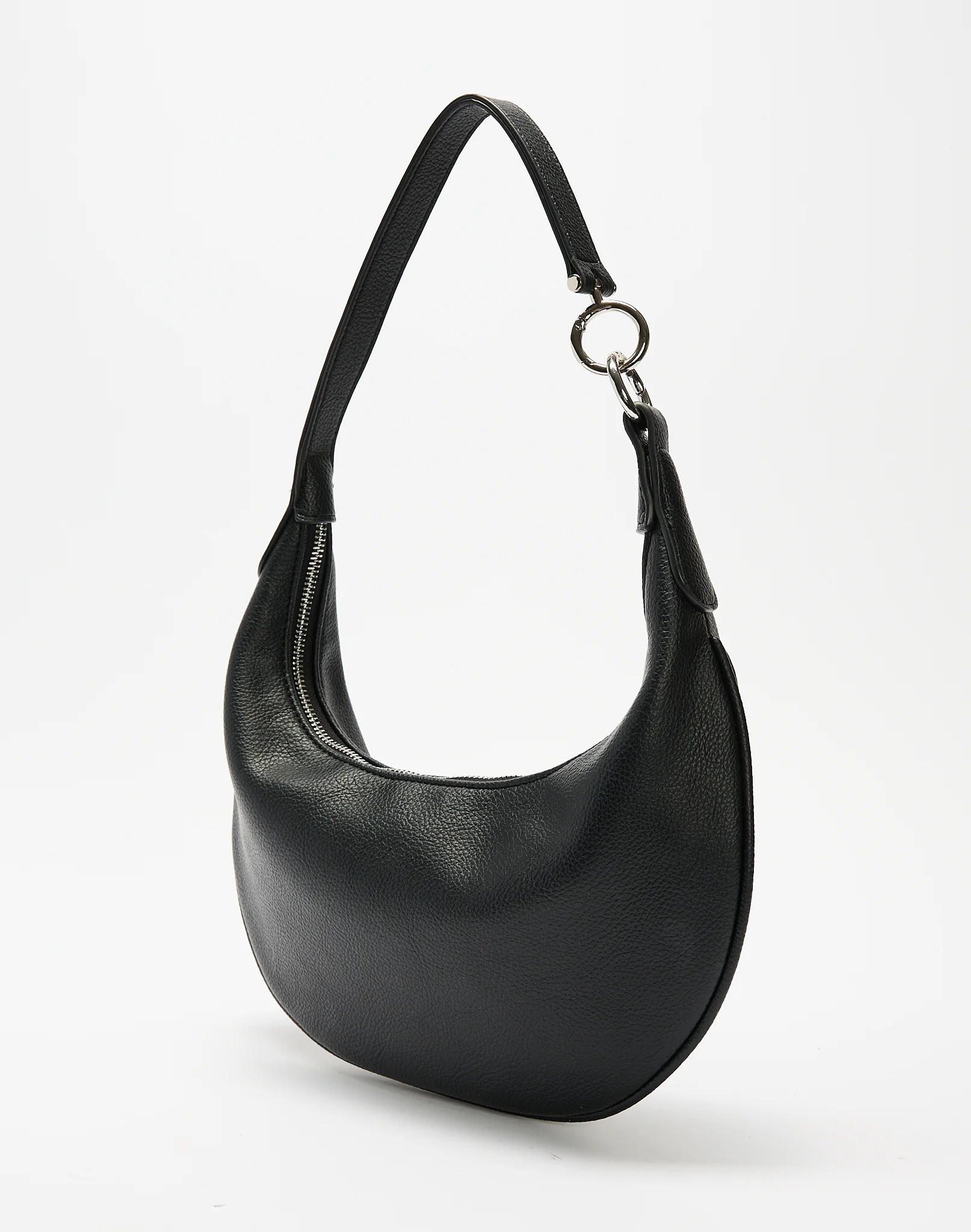Ring Shoulder Bag Black X Silver