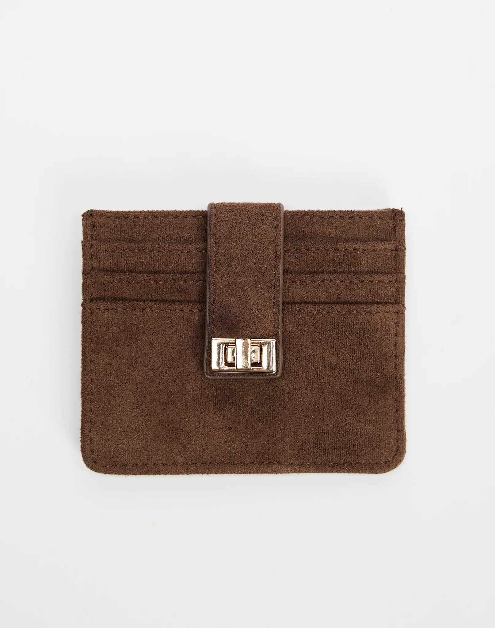 Faux Suede Wallet Choc Suede