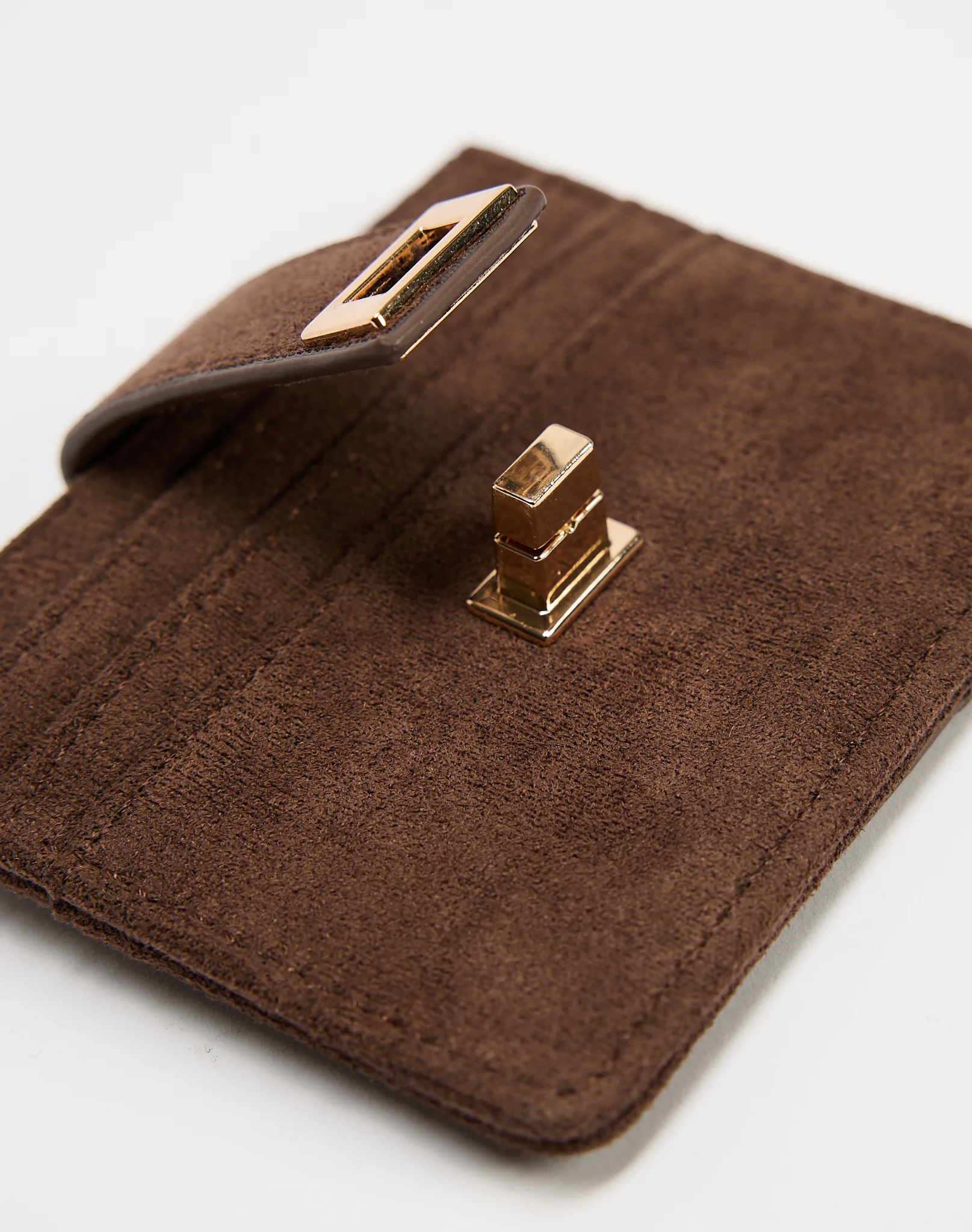 Faux Suede Wallet Choc Suede