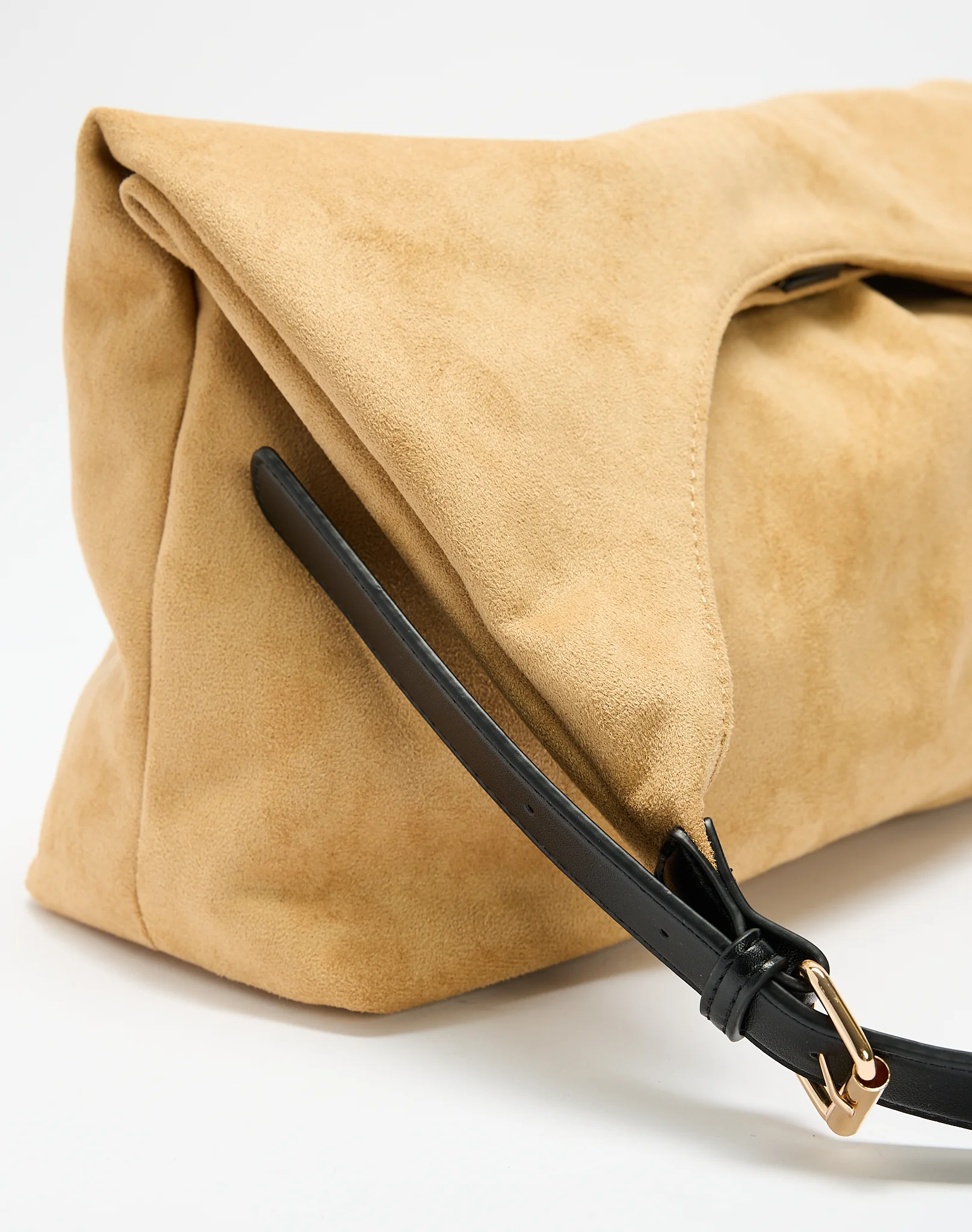 Faux Suede Scoop Tote Bag Caramel X Black 4 Faux Suede Scoop Tote Bag Caramel X Black