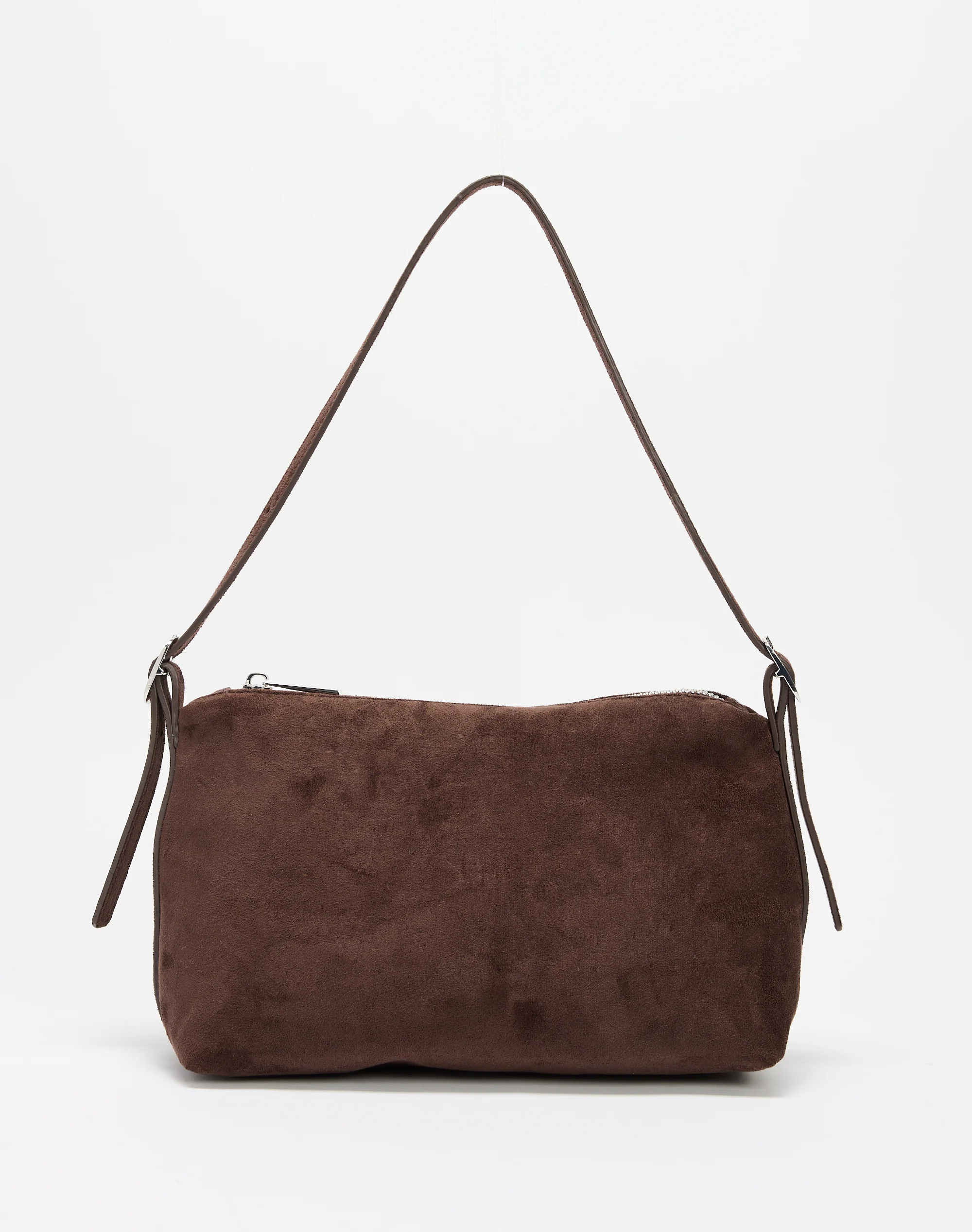 Faux Suede Shoulder Bag Choc Brown