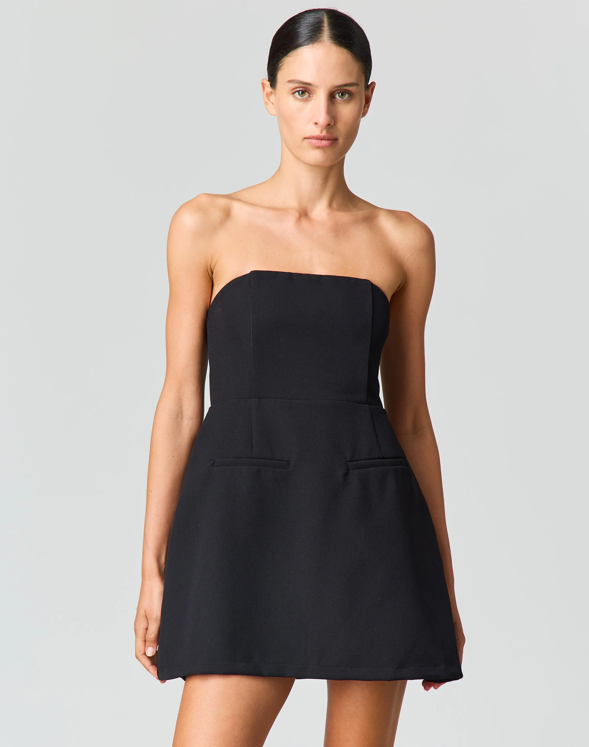 Tailored Strapless Mini Dress Black