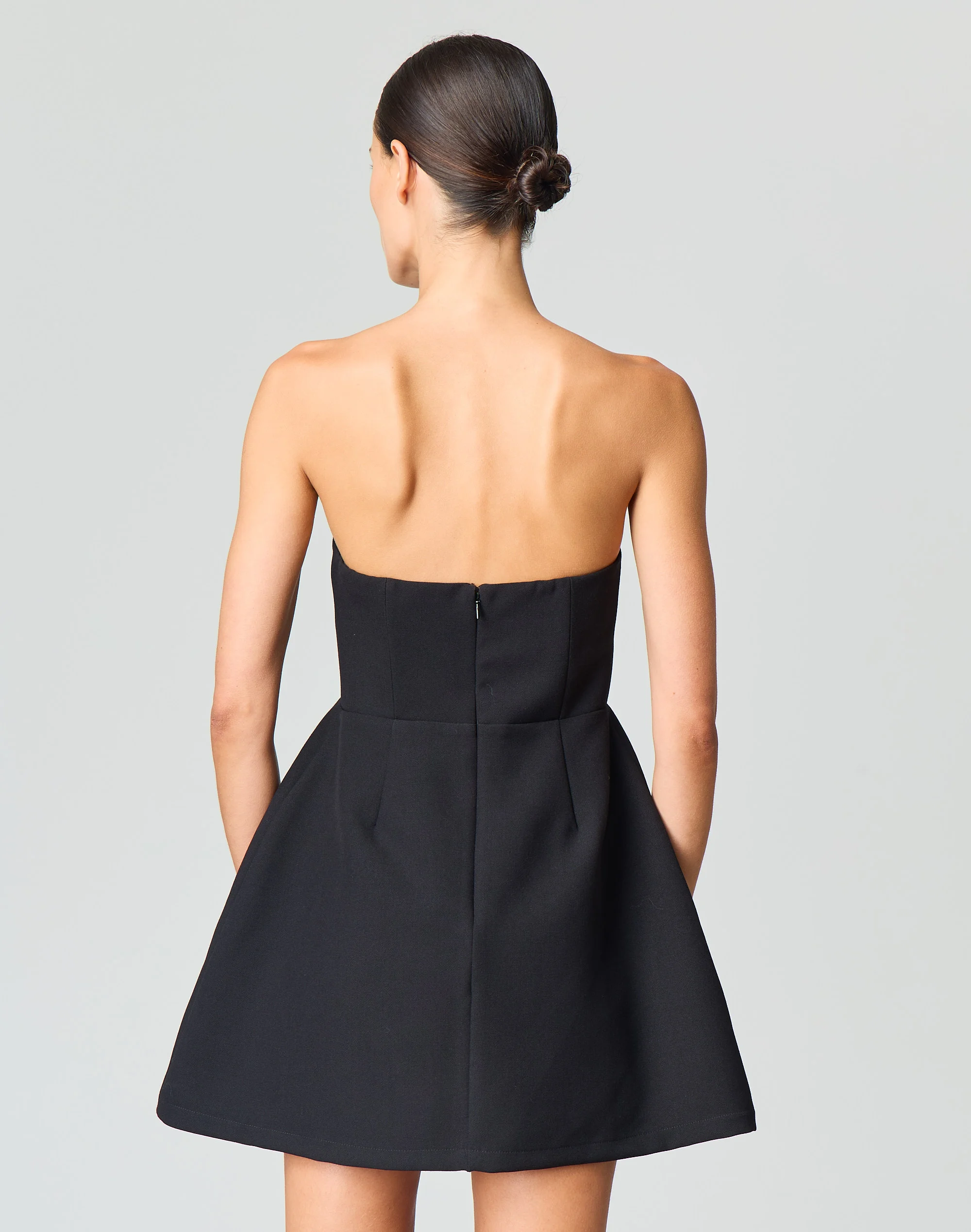 Tailored Strapless Mini Dress Black