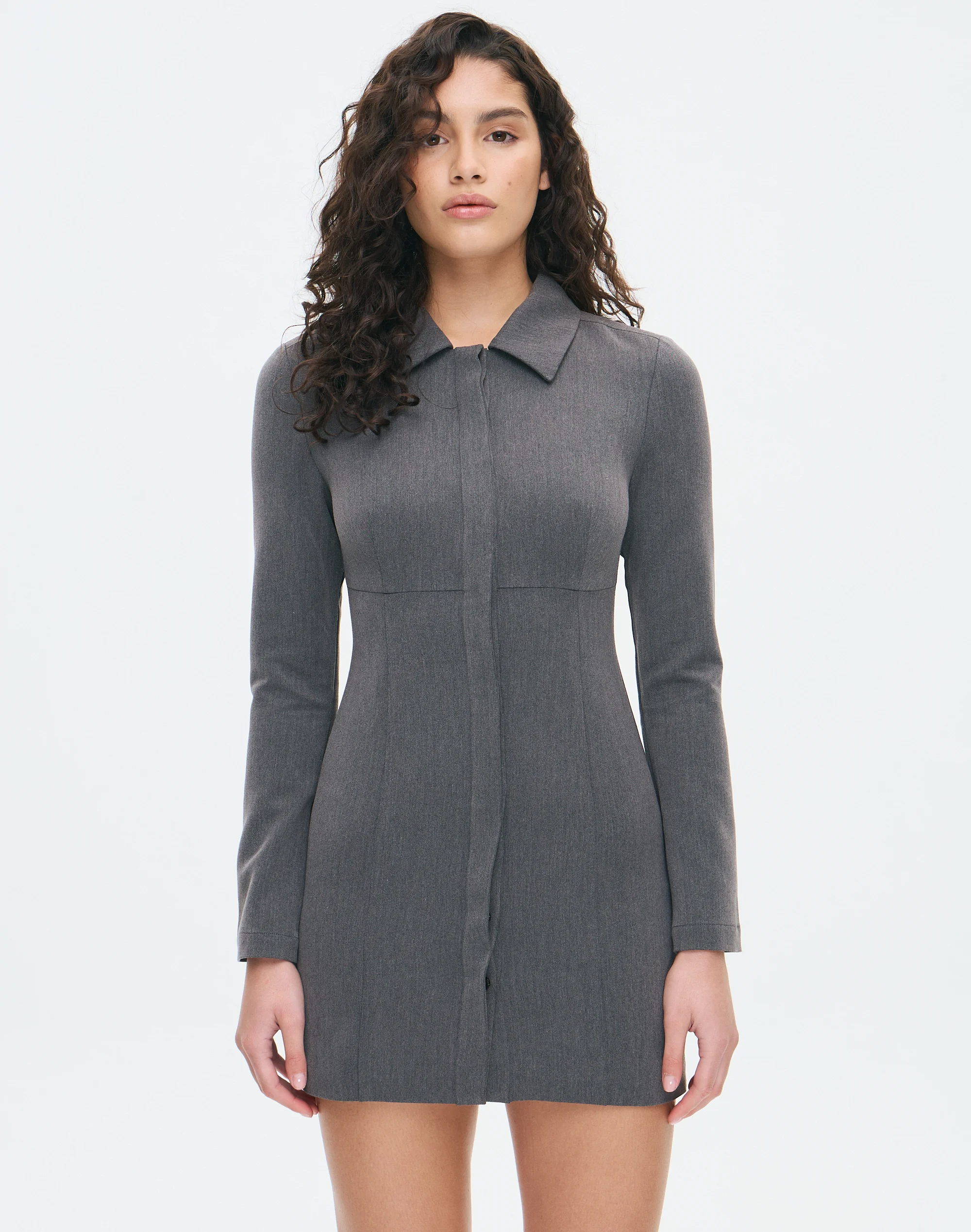 Longsleeve Tailored Mini Dress Charcoal Marle