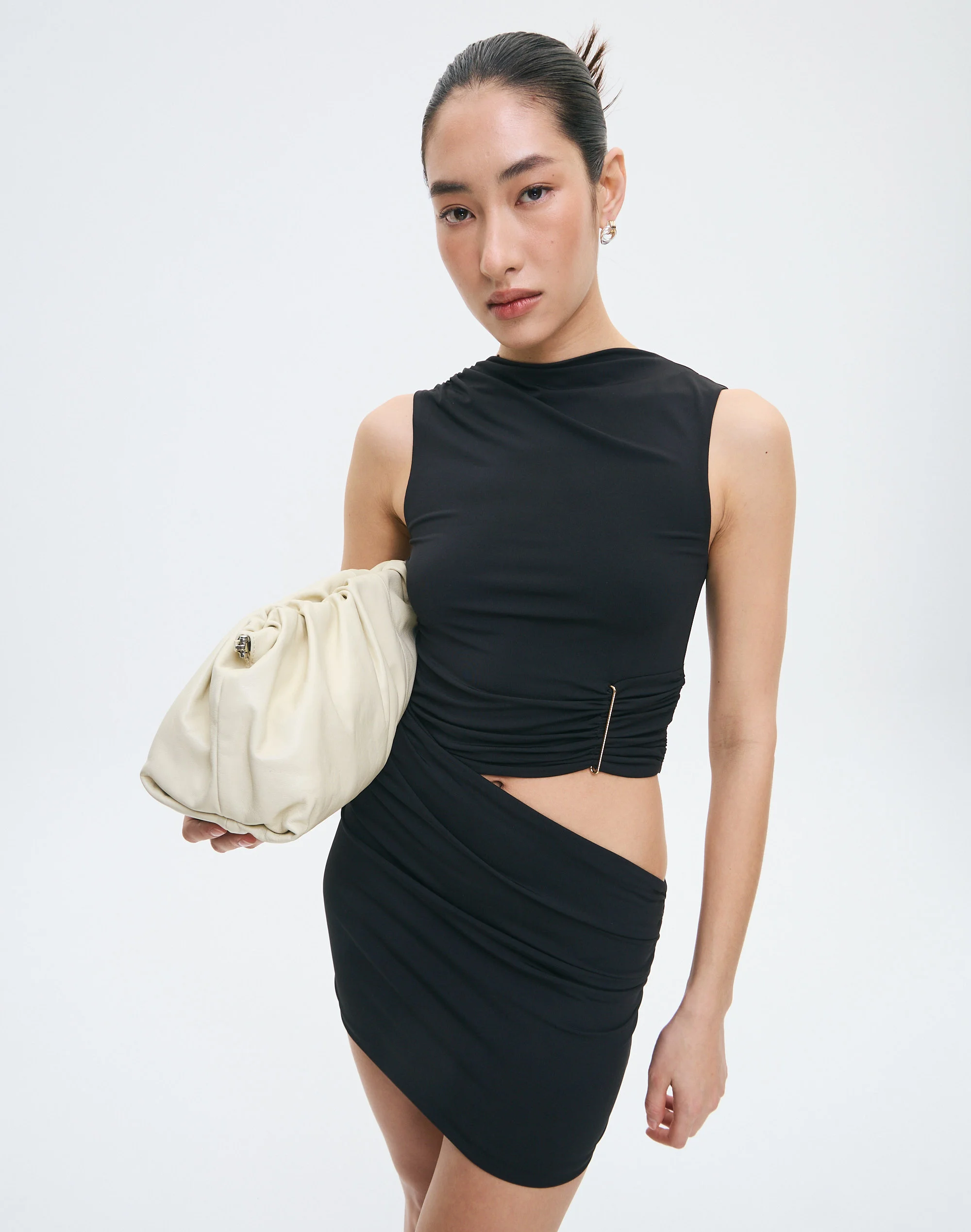 Cut Out Hardware Mini Dress Black