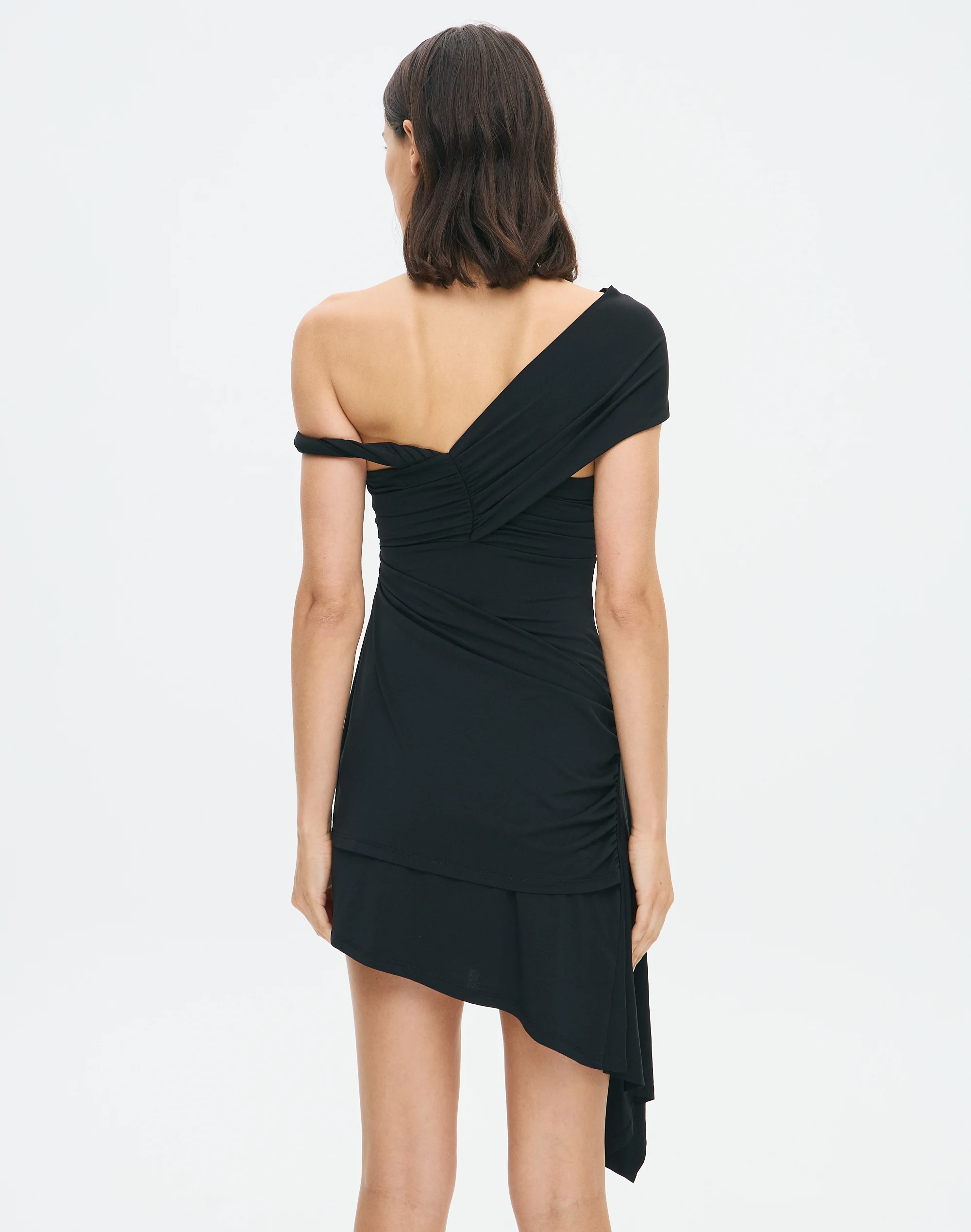 Off Shoulder Twist Mini Dress Black