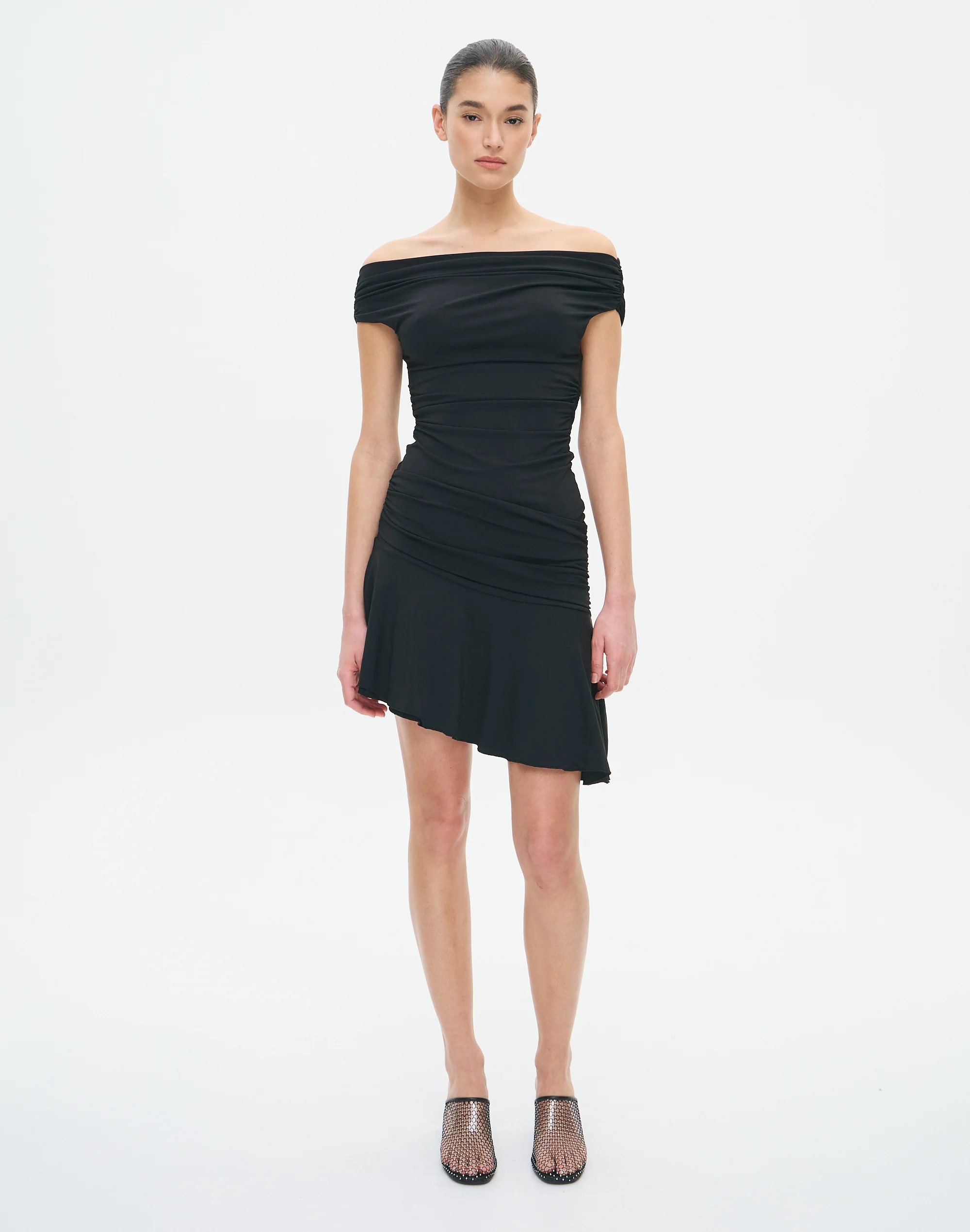 Asymmetrical Off Shoulder Mini Dress Black 3 Asymmetrical Off Shoulder Mini Dress Black