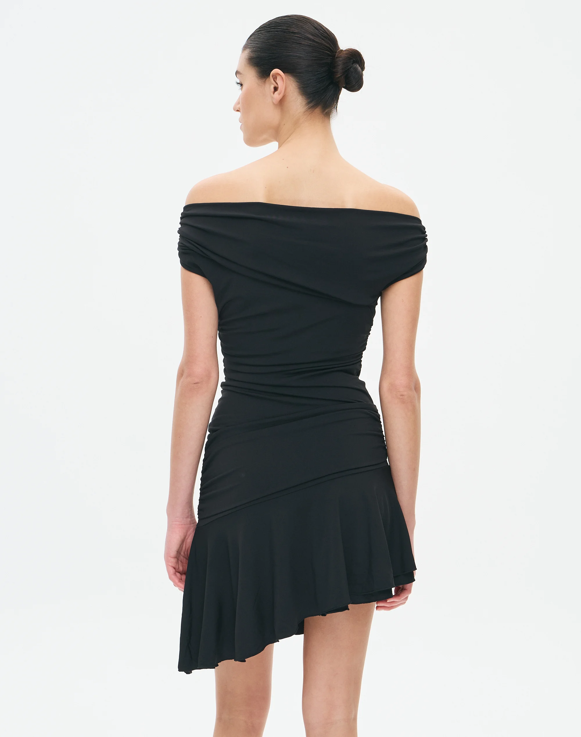 Asymmetrical Off Shoulder Mini Dress Black 4 Asymmetrical Off Shoulder Mini Dress Black
