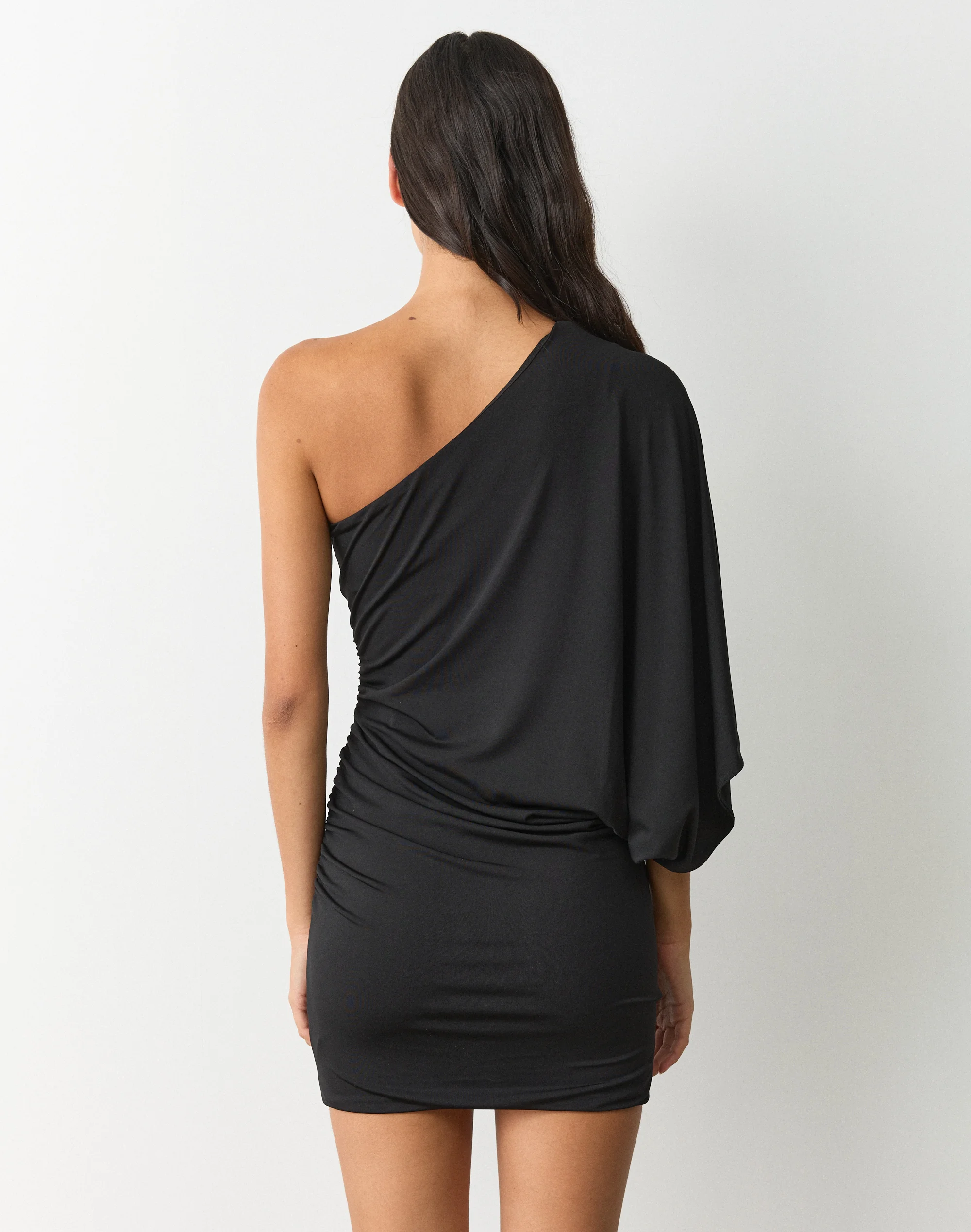 One Shoulder Batwing Mini Dress Black 4 One Shoulder Batwing Mini Dress Black