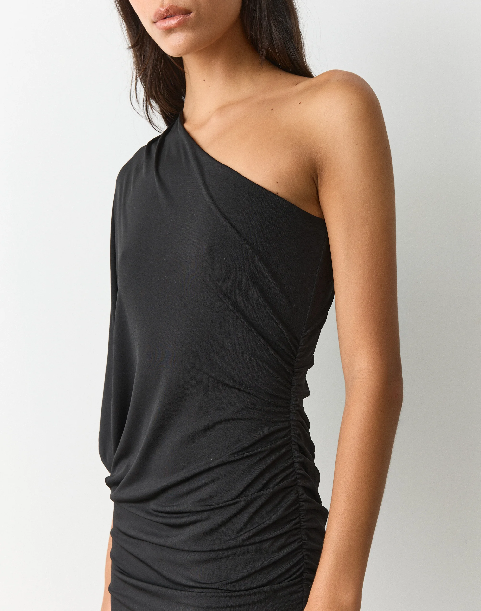 One Shoulder Batwing Mini Dress Black 5 One Shoulder Batwing Mini Dress Black