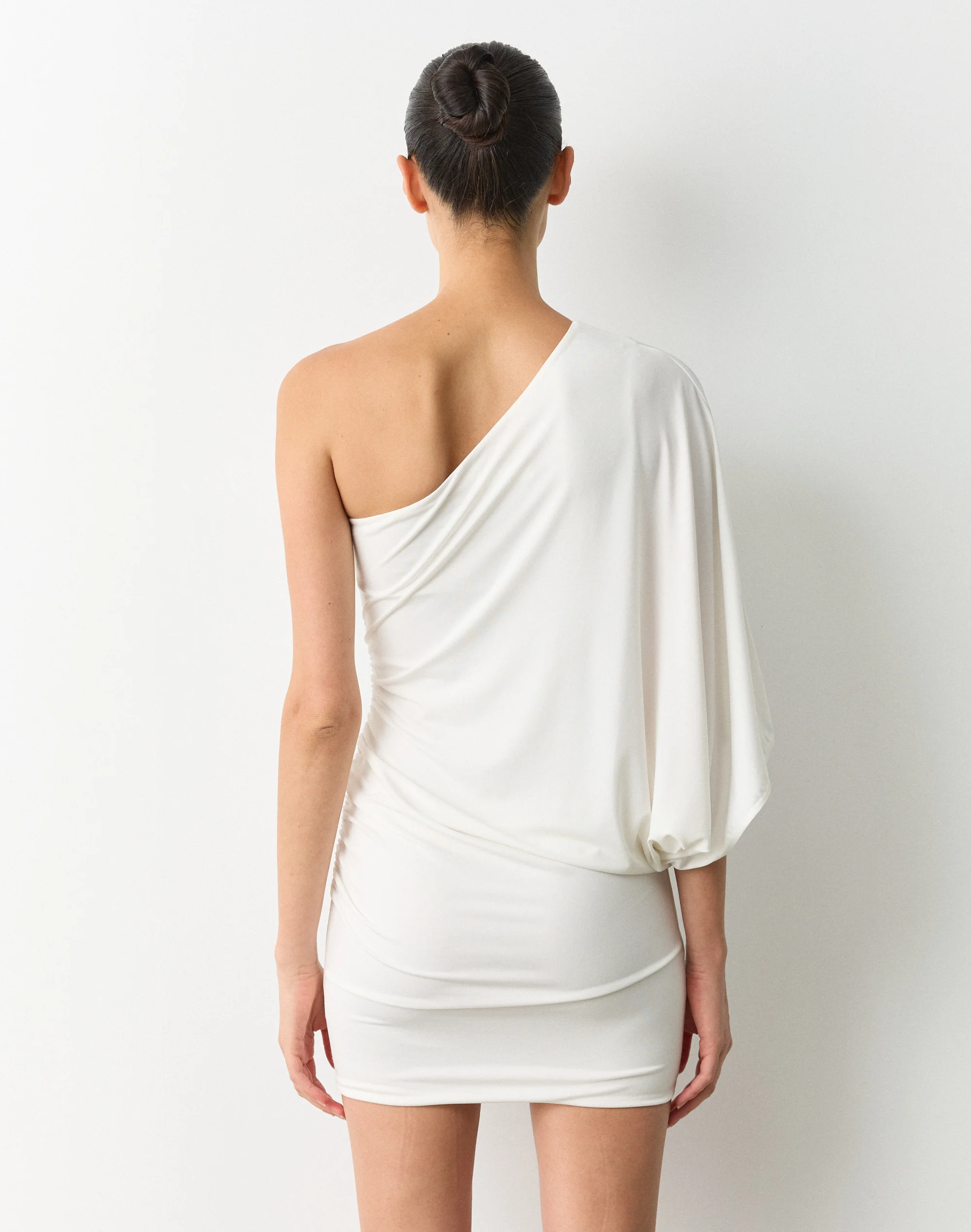 One Shoulder Batwing Mini Dress Milk