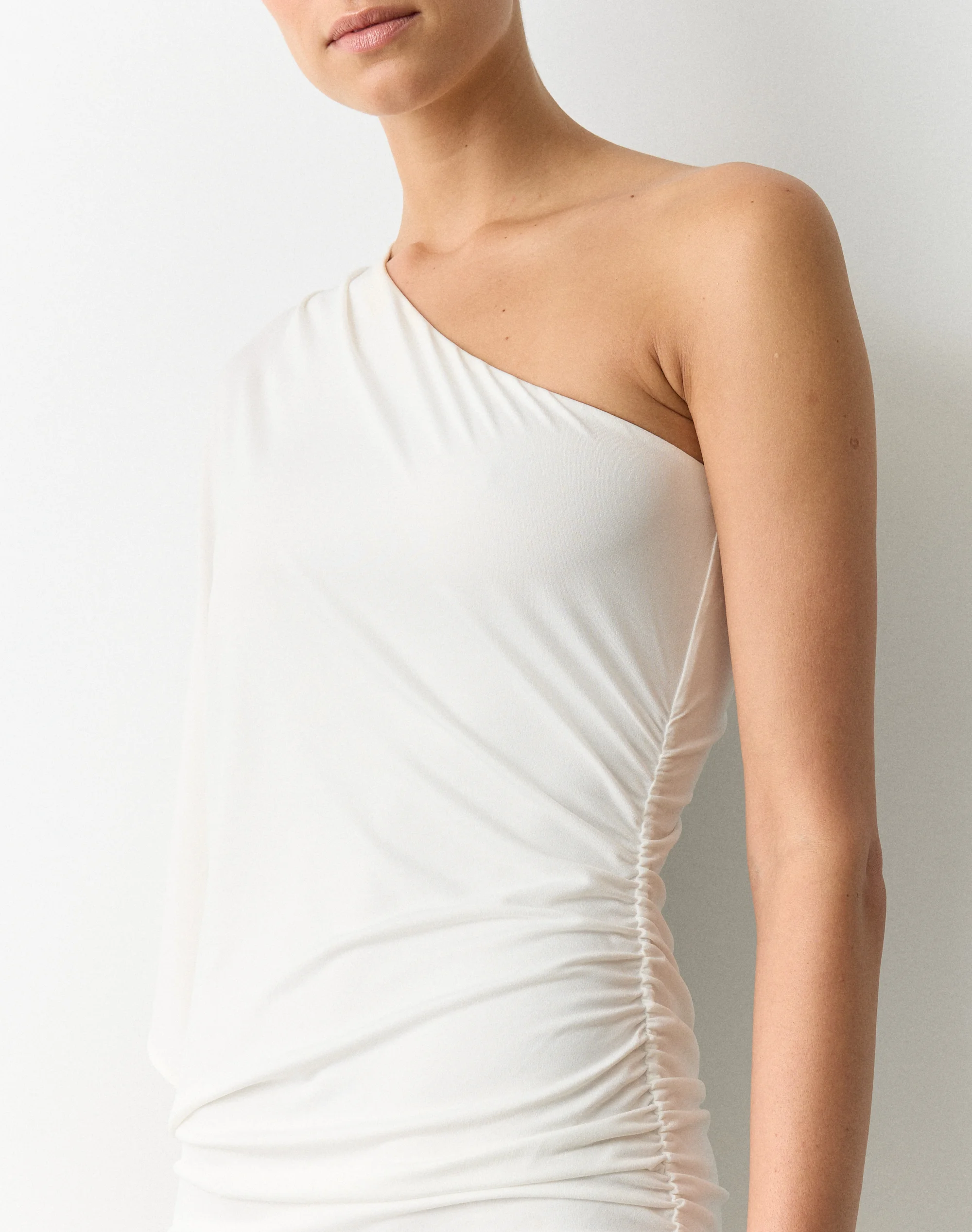 One Shoulder Batwing Mini Dress Milk