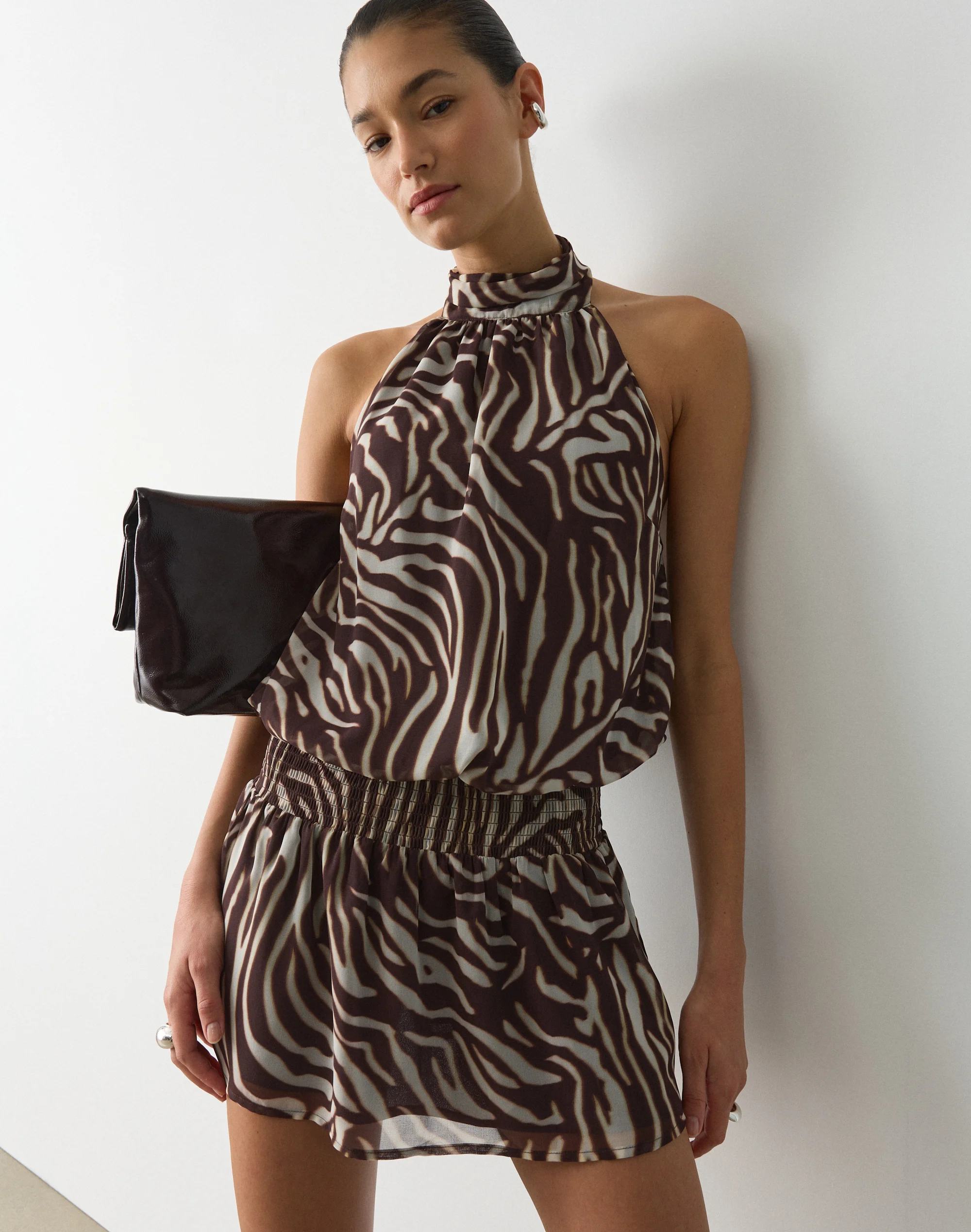 High Neck Chiffon Mini Dress Zali Zeb