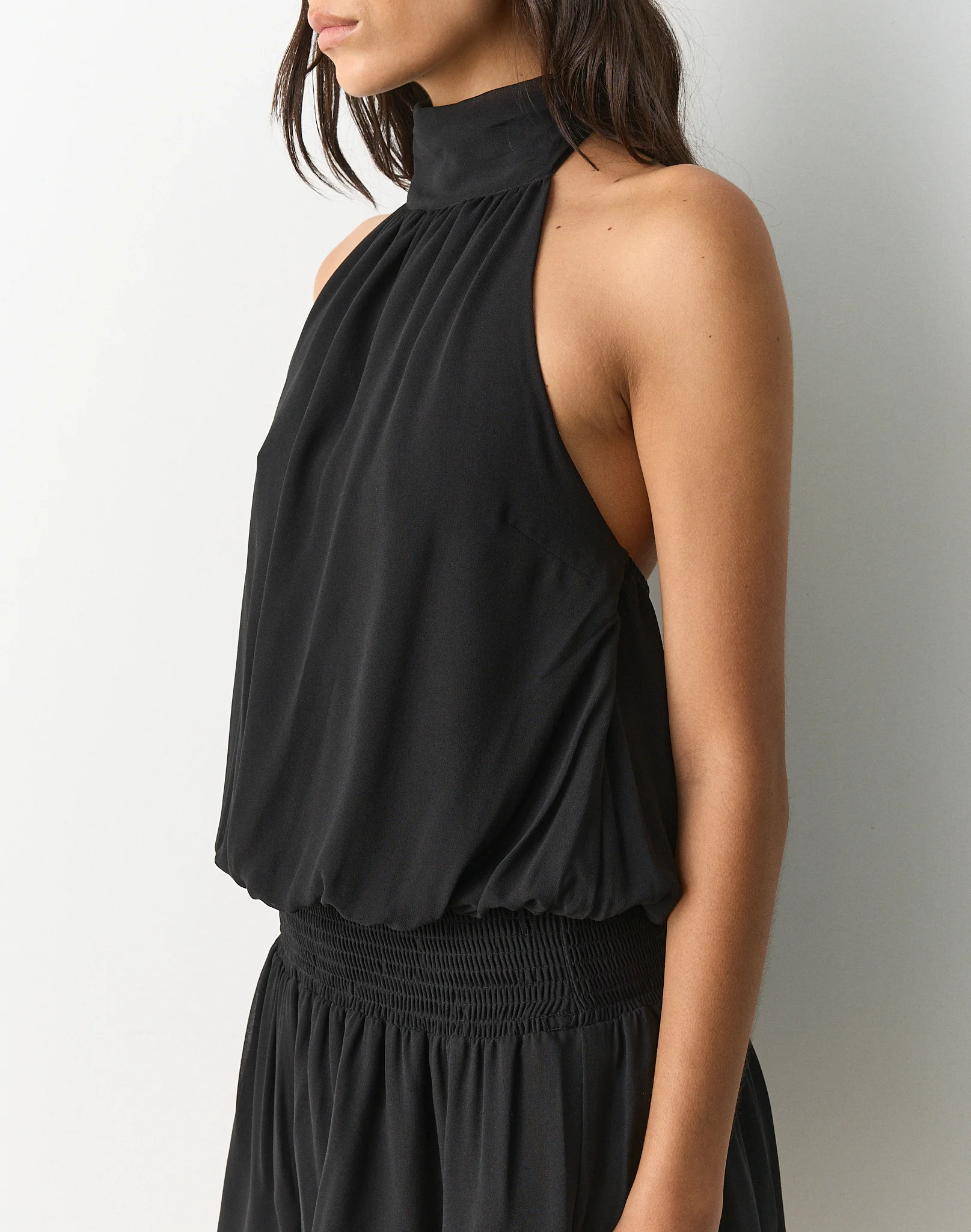 High Neck Chiffon Mini Dress Black 6 High Neck Chiffon Mini Dress Black