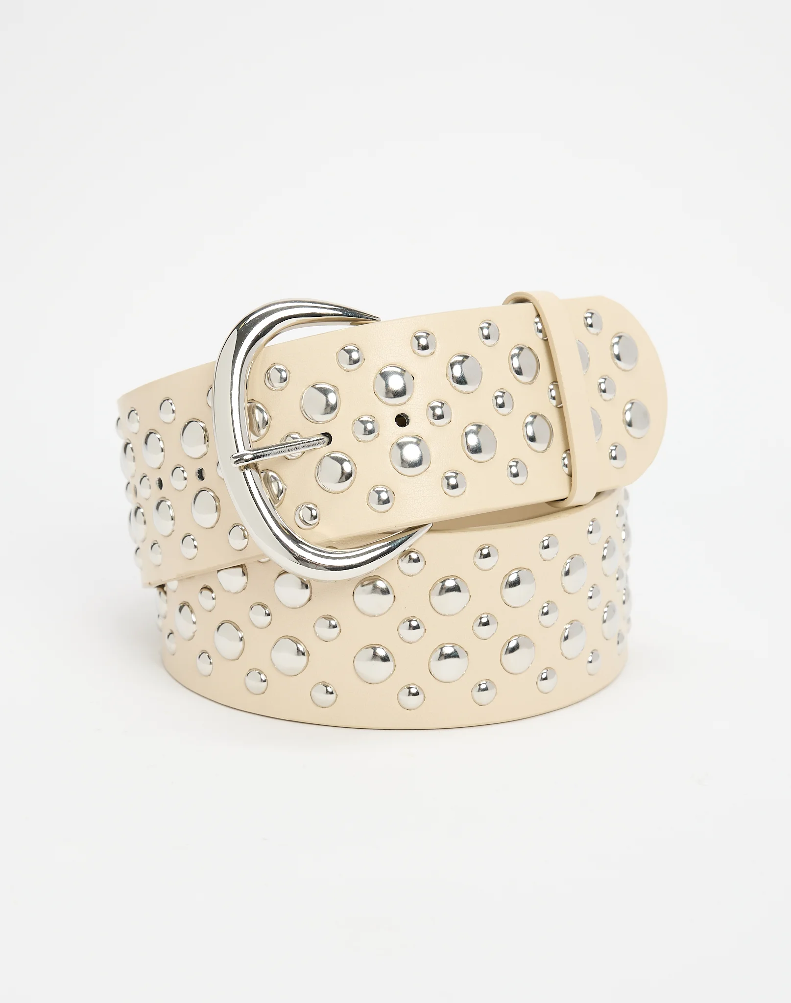 Curved Fit Studded Statement Belt Bone