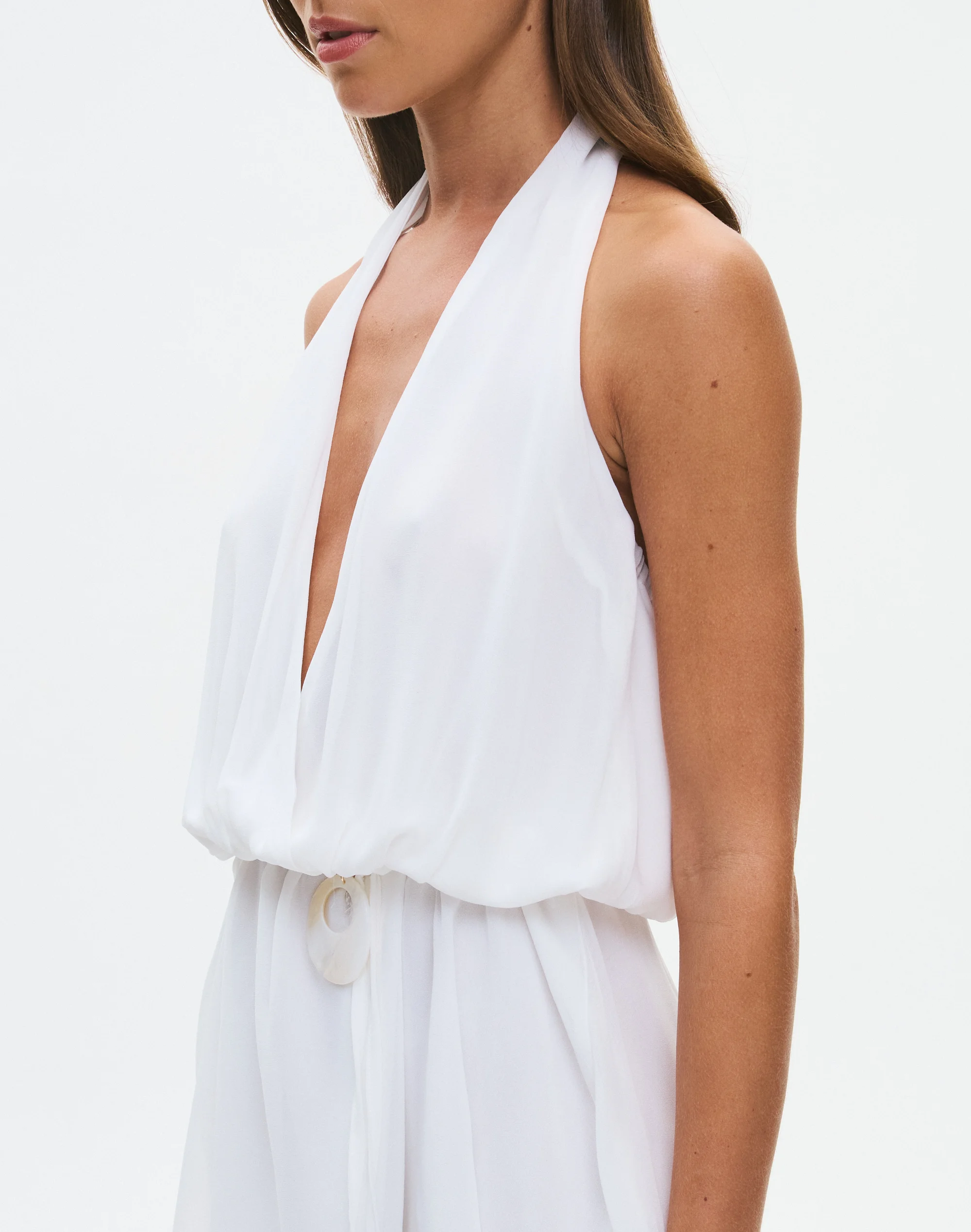 Chiffon Halter Mini Dress Milk