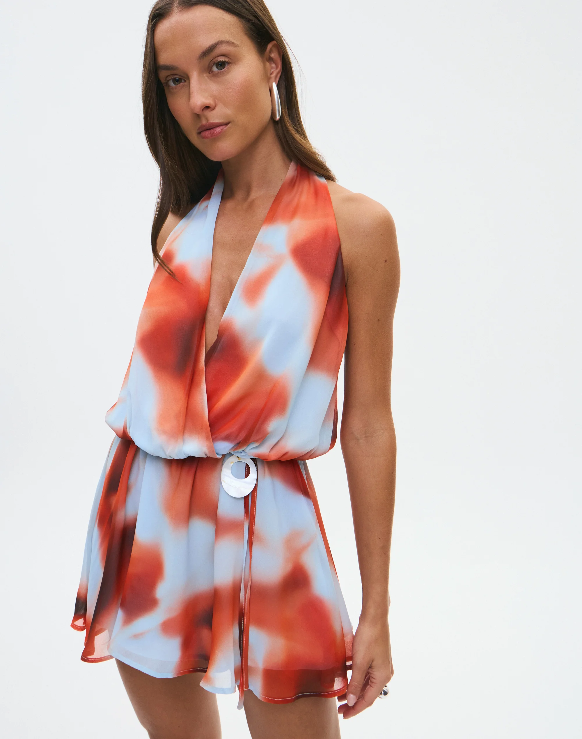 Chiffon Halter Mini Dress Mallorca Sunset