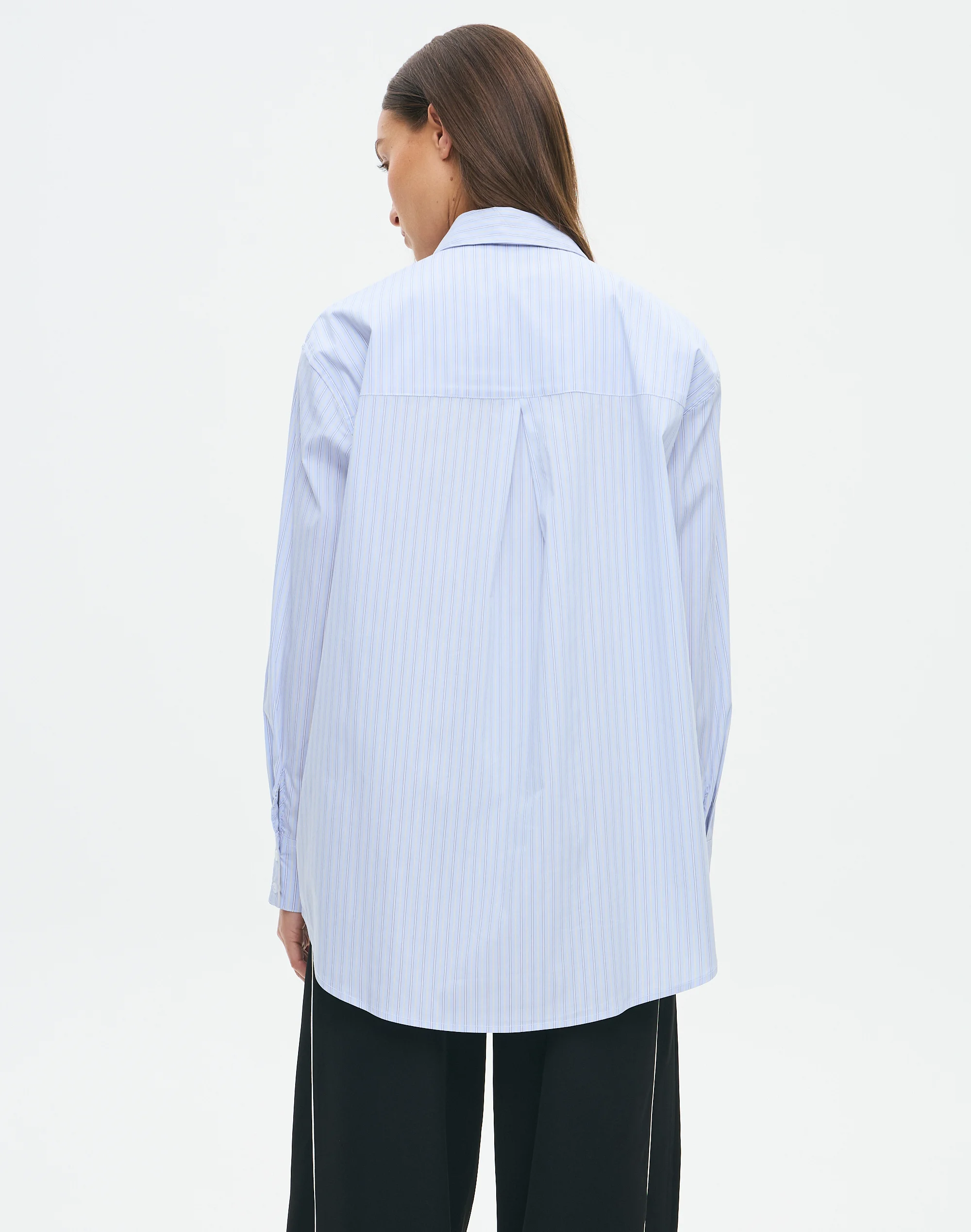 Oversized Cotton Stripe Shirt Powder Blue Stripe