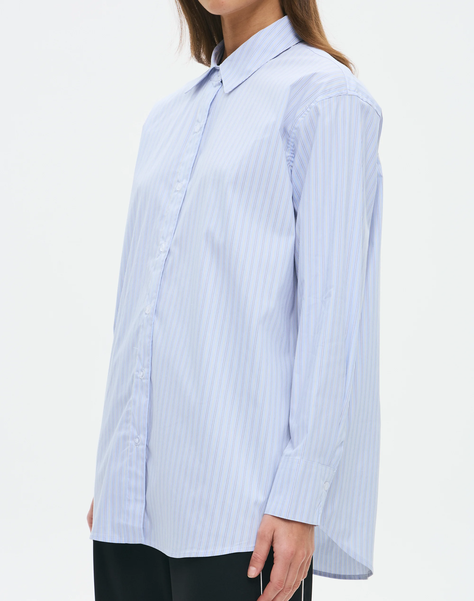 Oversized Cotton Stripe Shirt Powder Blue Stripe