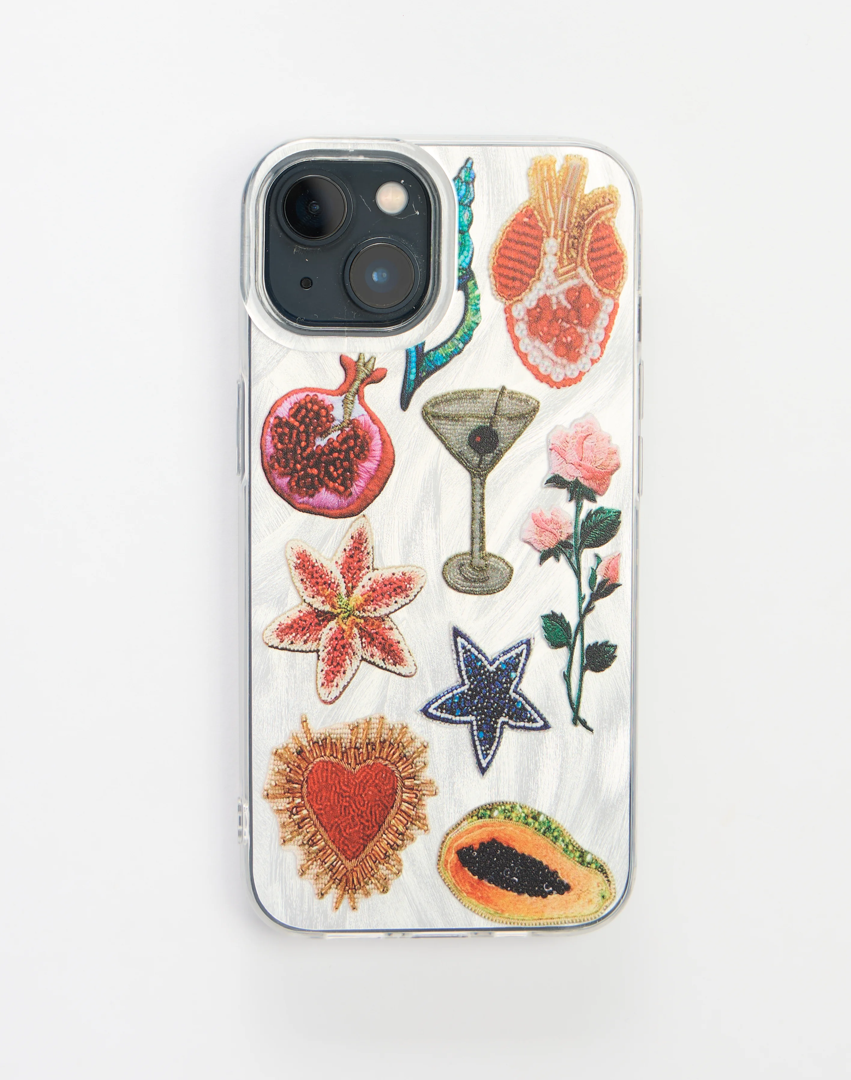 Embroidered Patch Phone Case Clear X Embroided