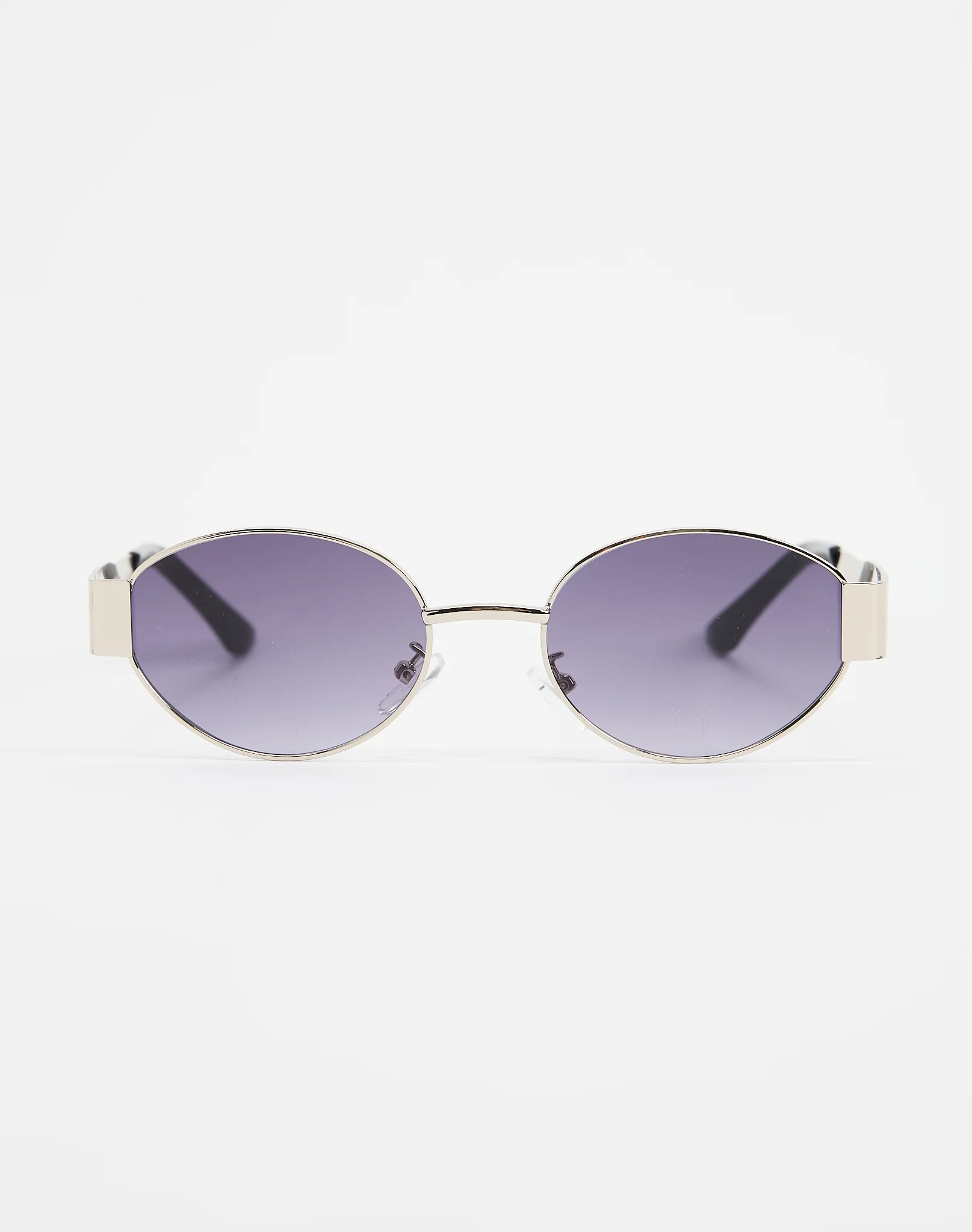 Oval Wire Frame Sunglasses Black X Silver