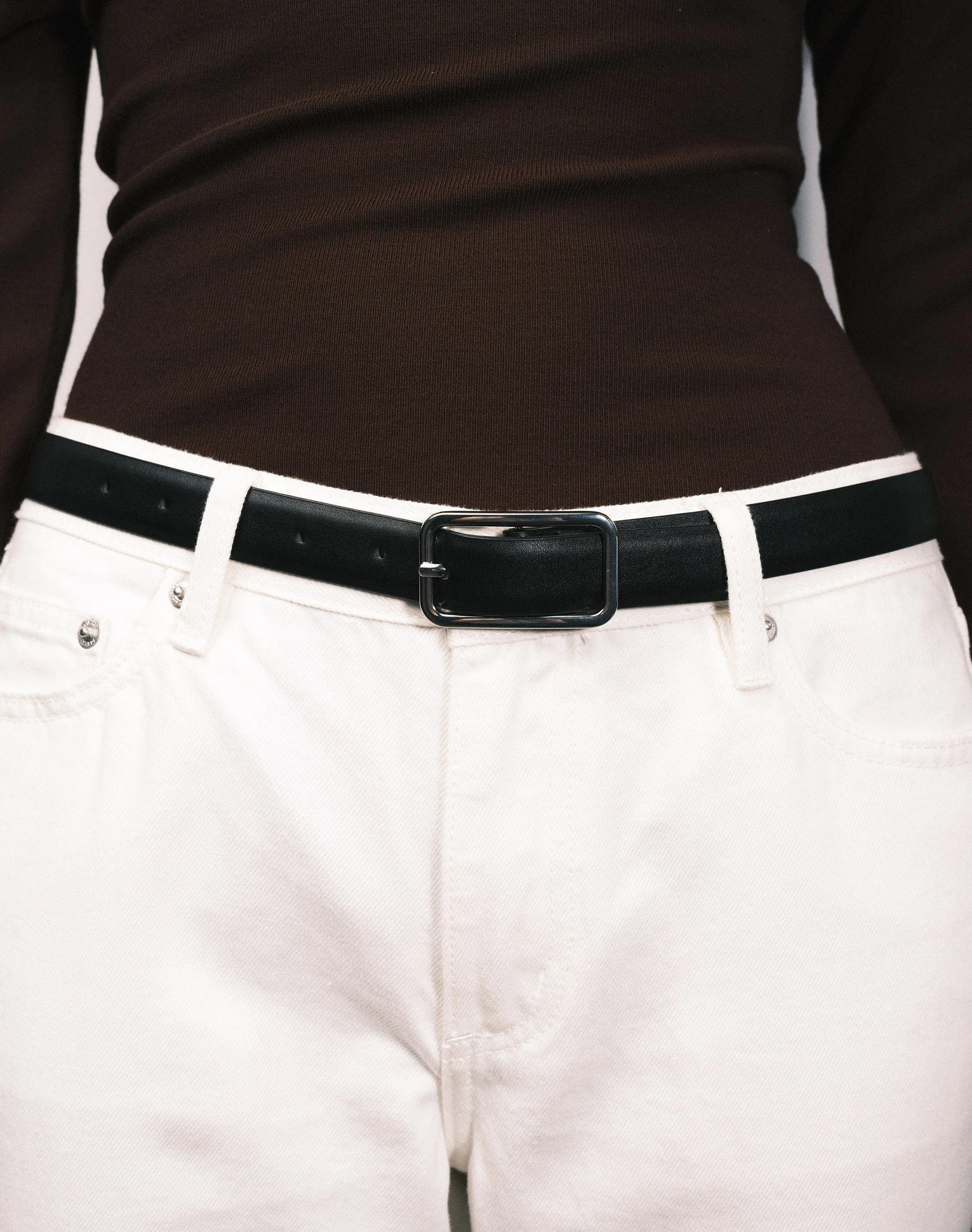 Classic Thin Belt Belt in Black X Silver