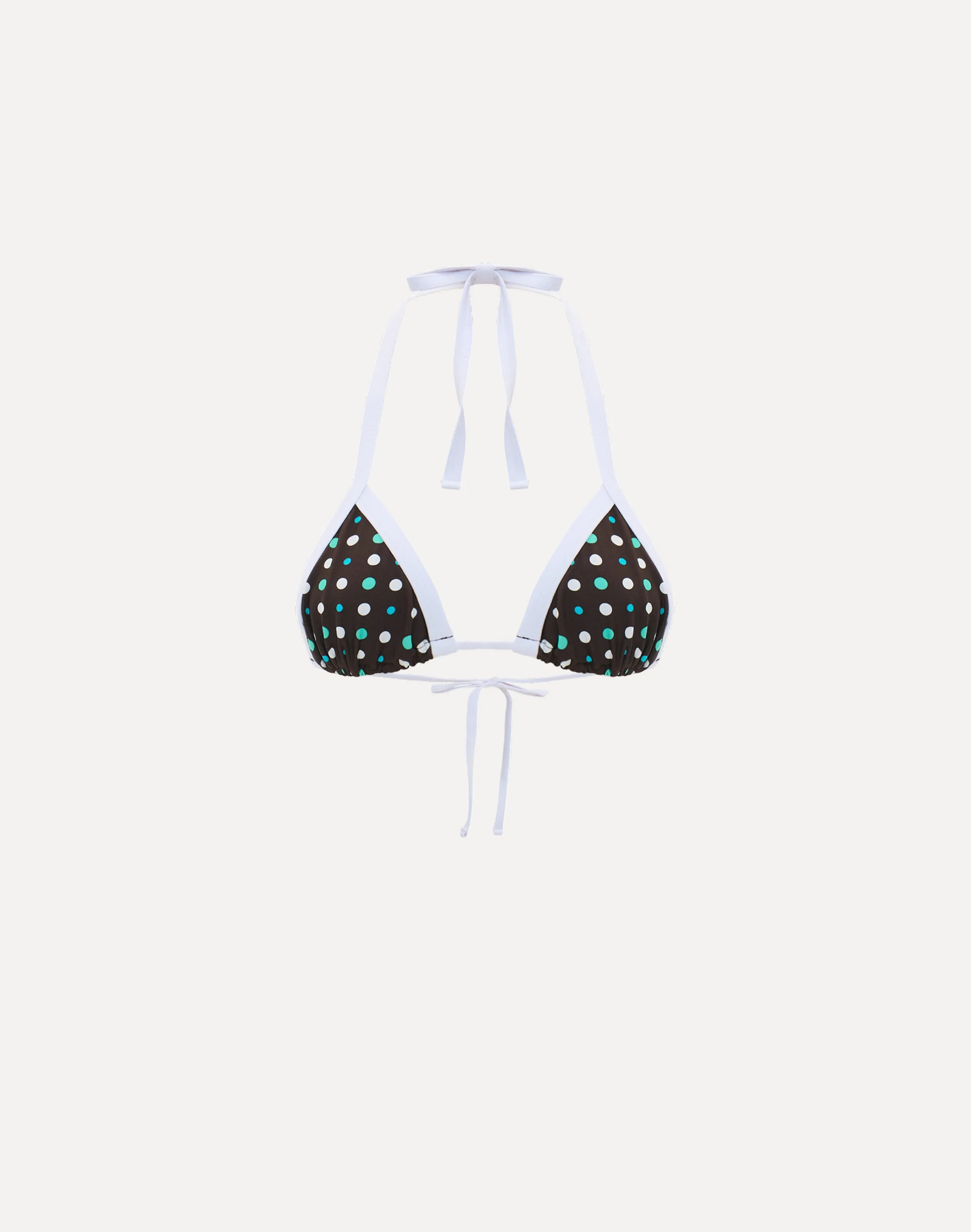 Contrast Tipped Halter Bikini Top Carmen Polka X White