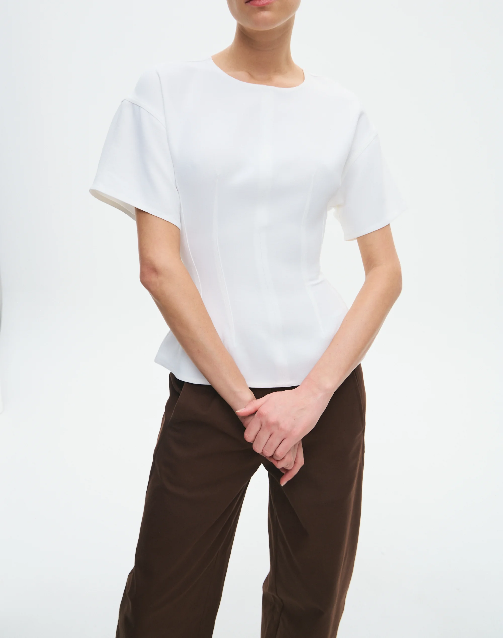 Tailored Shortsleeve Blouse Milk