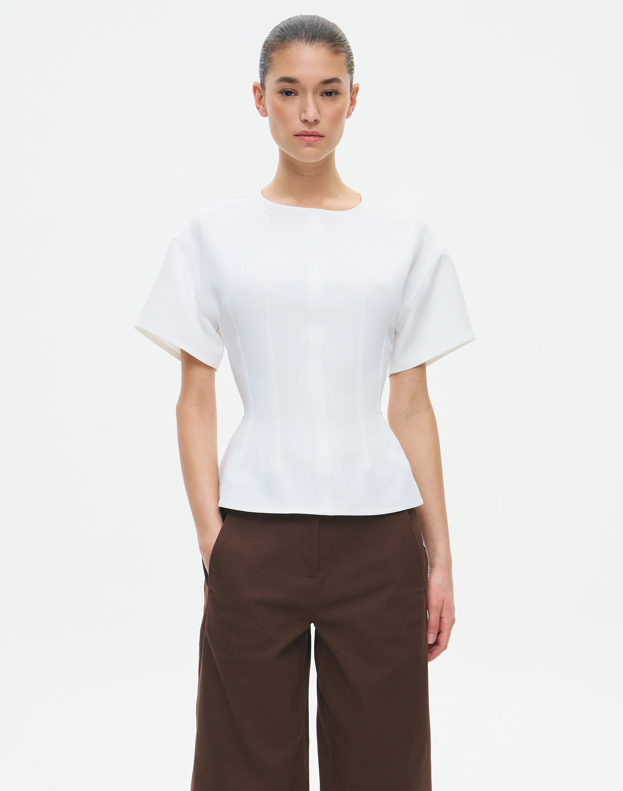 Tailored Shortsleeve Blouse Milk