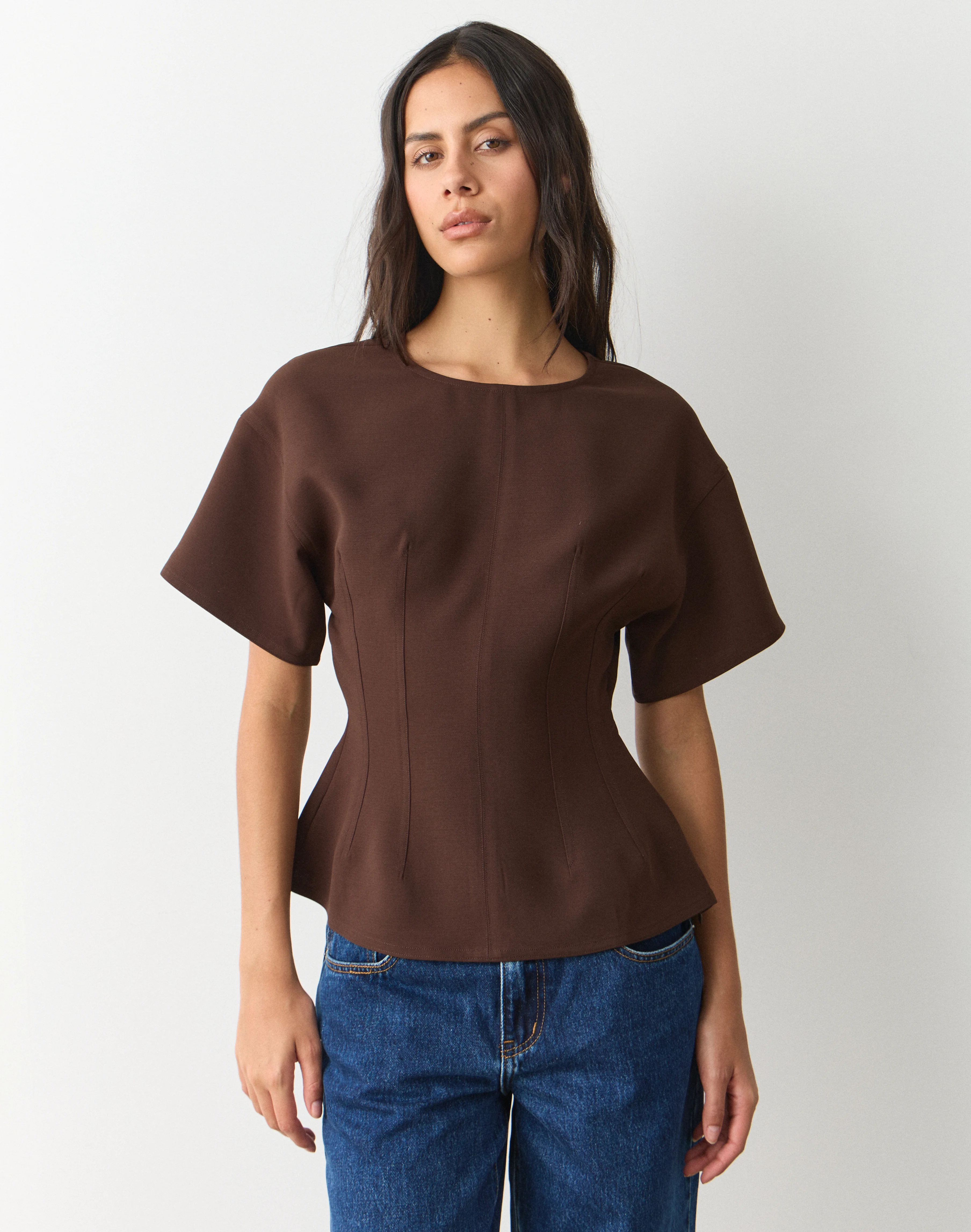 Tailored Waist Short Sleeve Blouse Fudge Fantasy