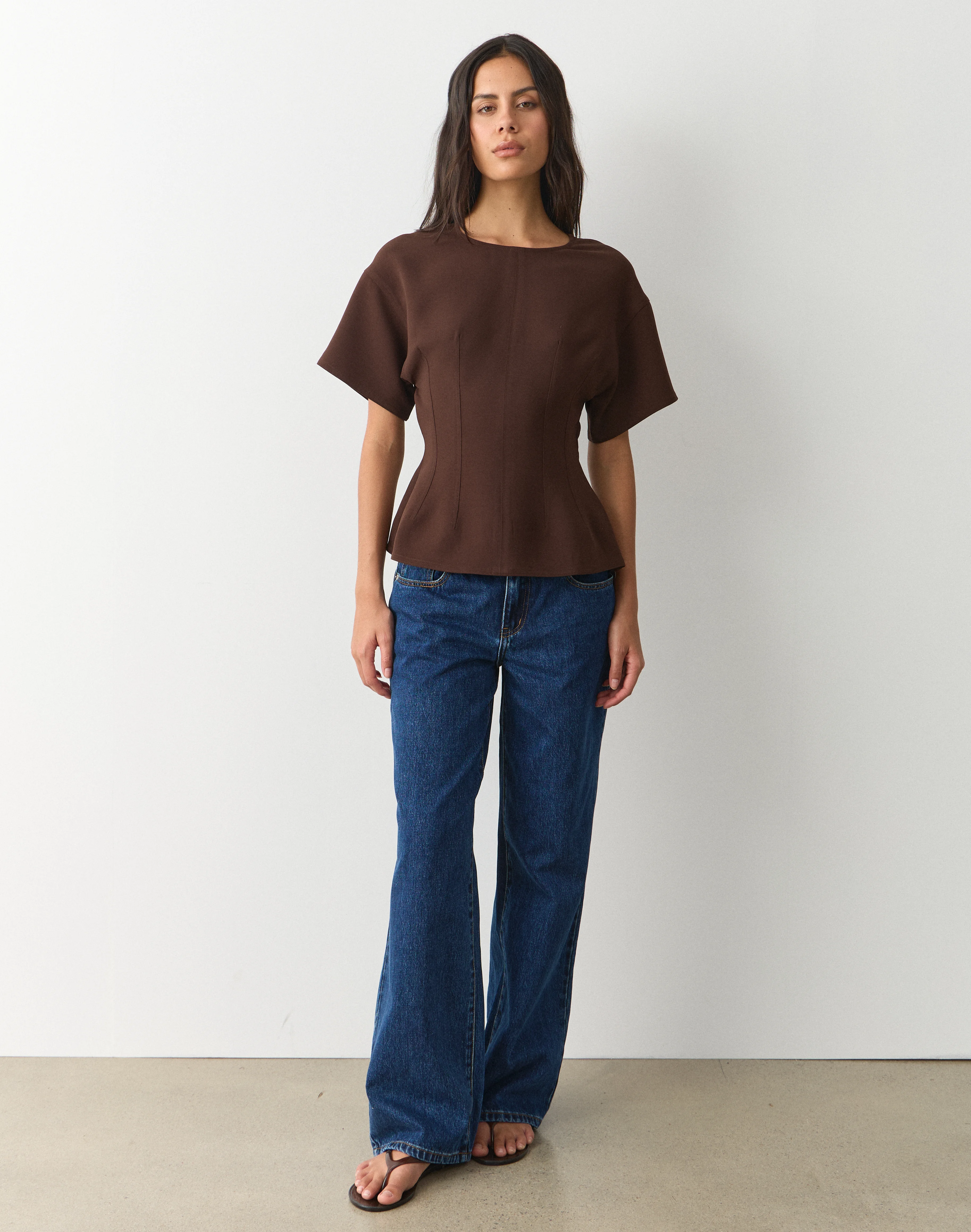 Tailored Waist Short Sleeve Blouse Fudge Fantasy