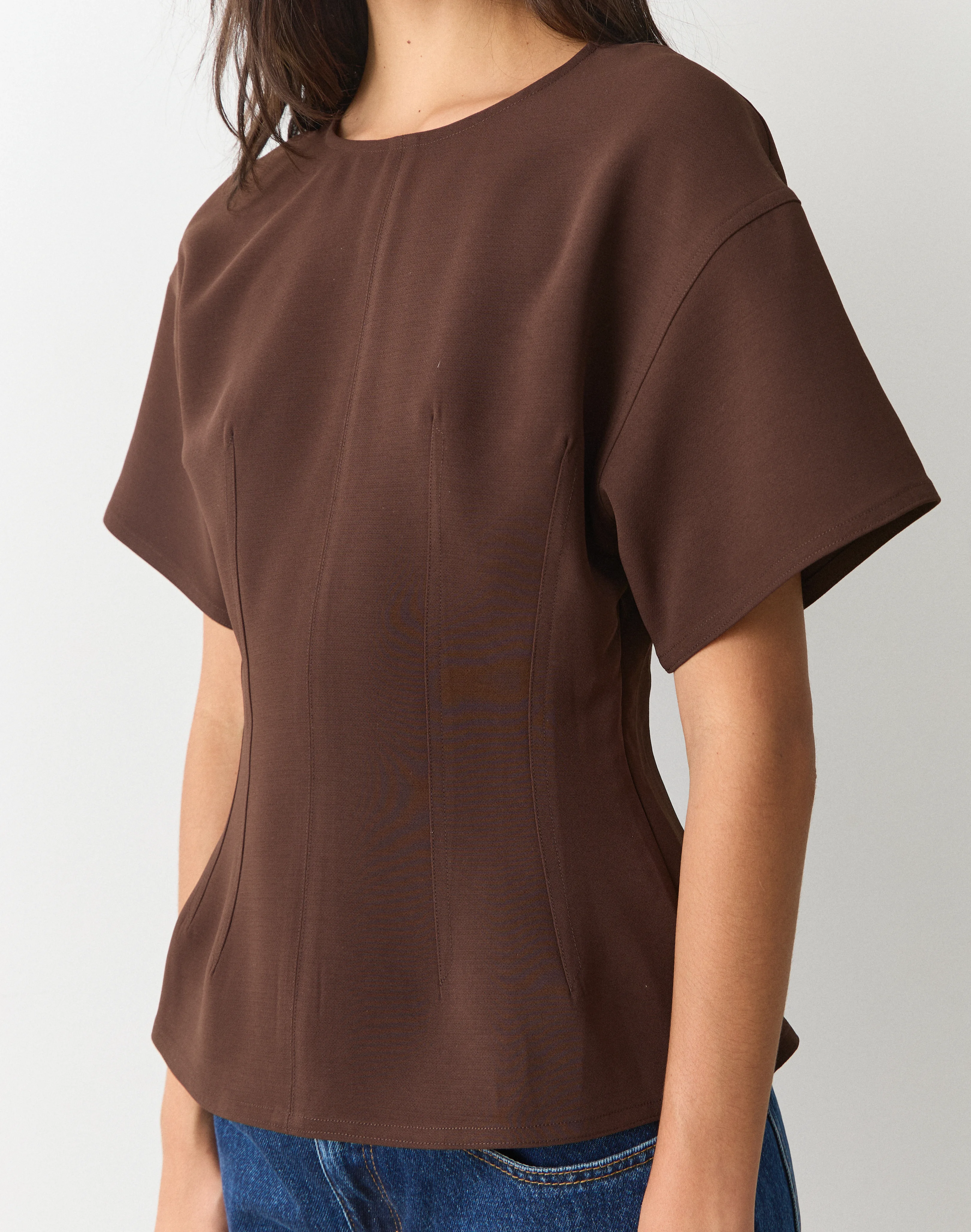 Tailored Waist Short Sleeve Blouse Fudge Fantasy