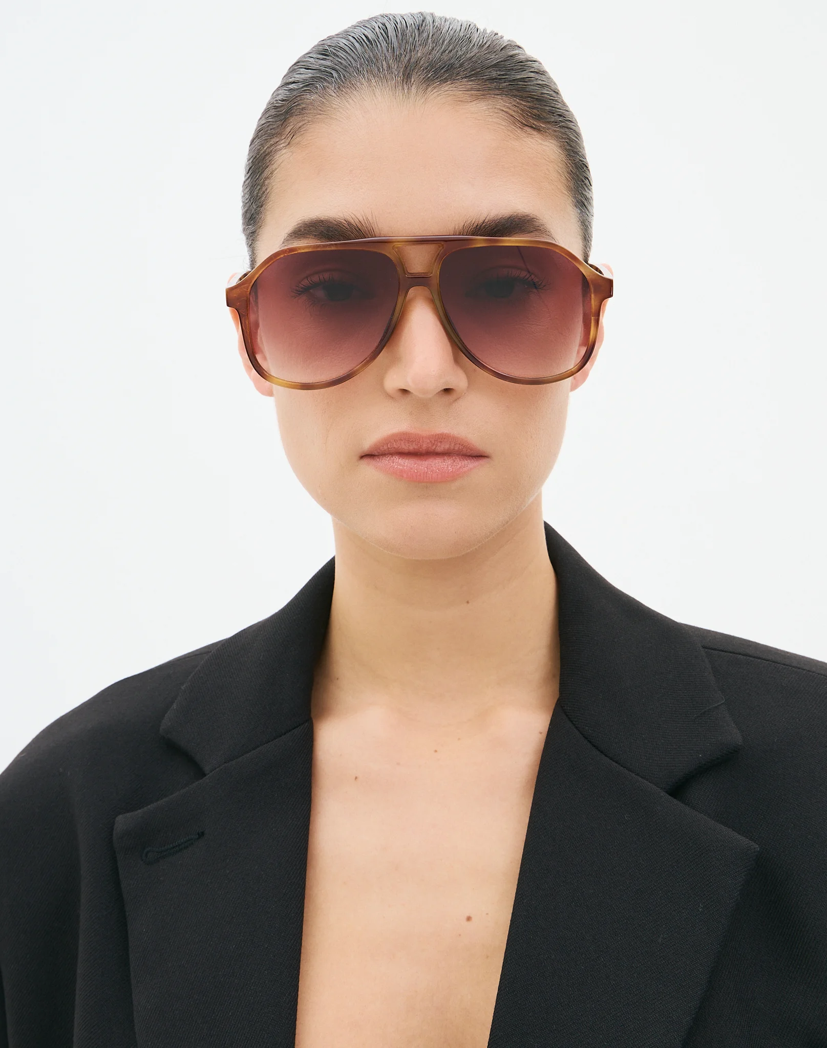 Thin Frame Aviator Sunglasses Frame Aviator Sunglasses in Tort X Brown