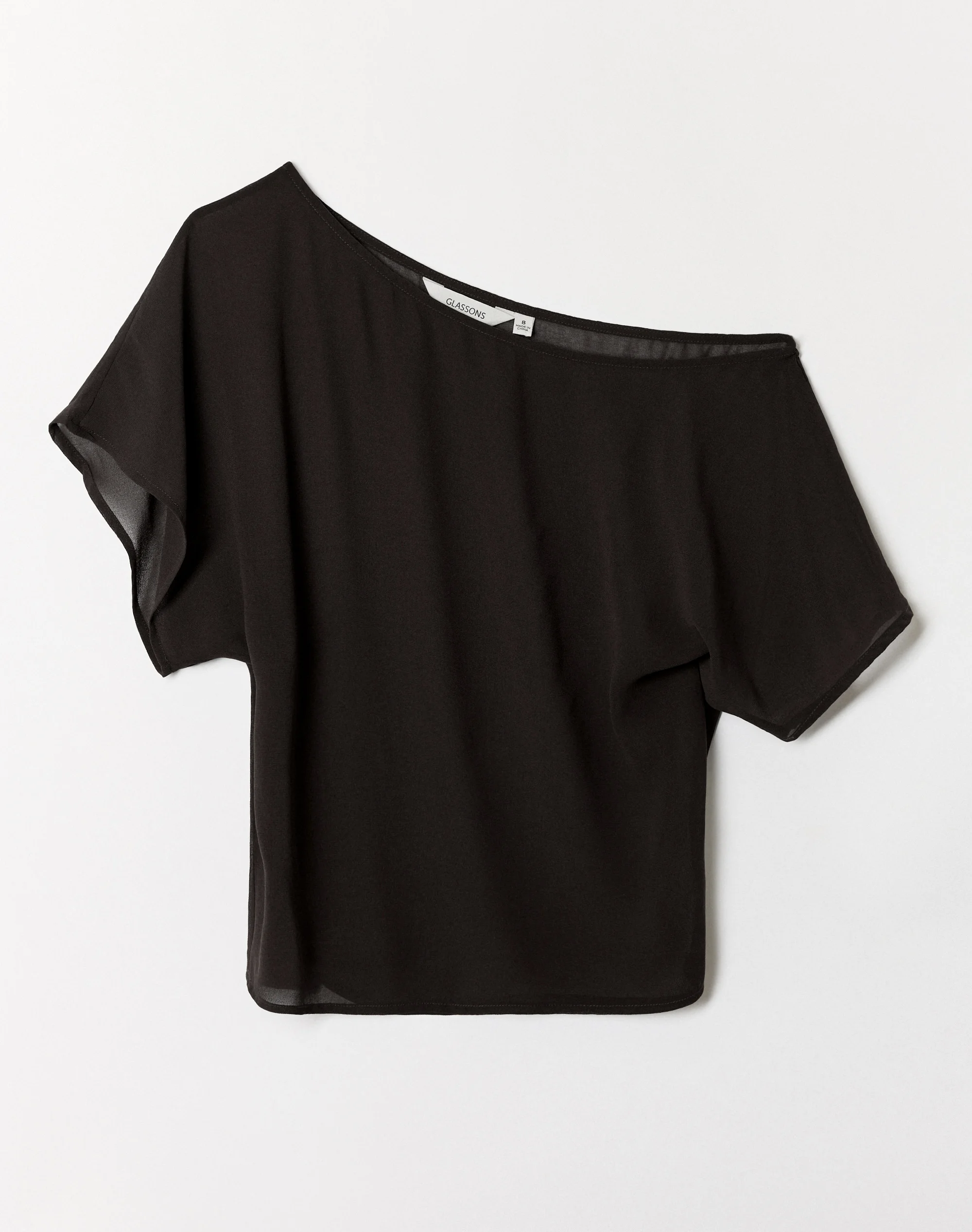 Chiffon Sheer Off Shoulder Blouse Black 6 Chiffon Sheer Off Shoulder Blouse Black