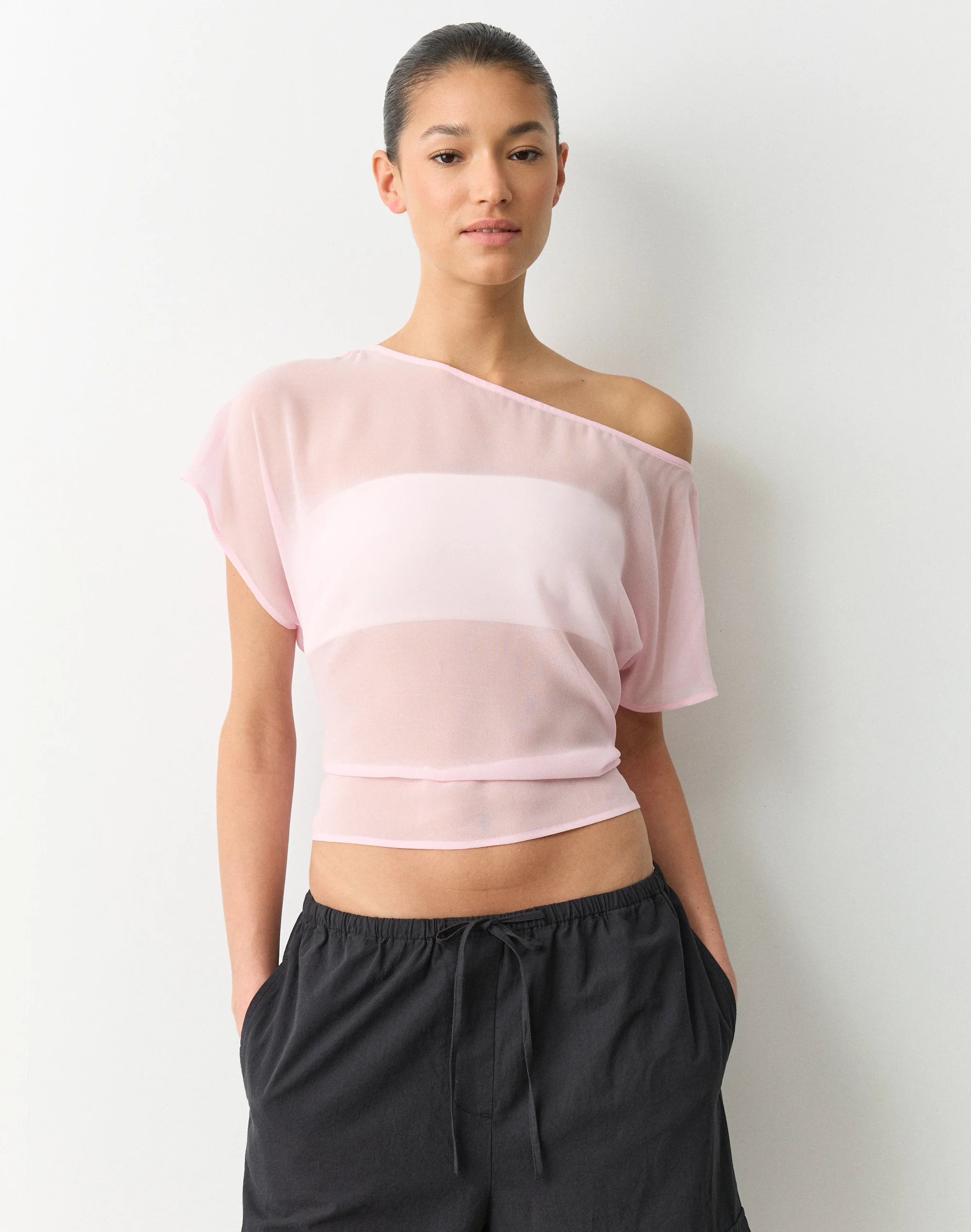Chiffon Sheer Off Shoulder Blouse Cosmo Kiss