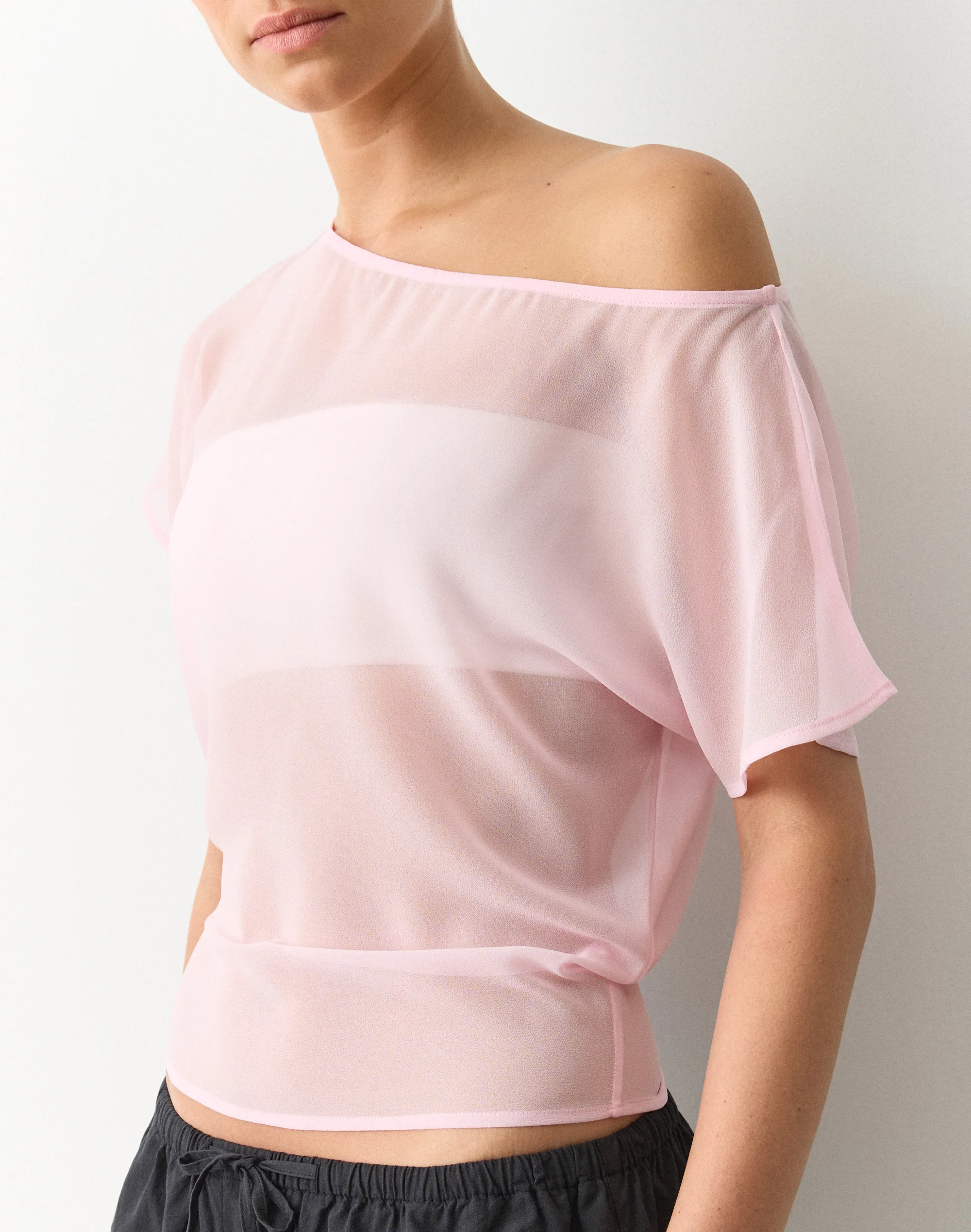 Chiffon Sheer Off Shoulder Blouse Cosmo Kiss 5 Chiffon Sheer Off Shoulder Blouse Cosmo Kiss