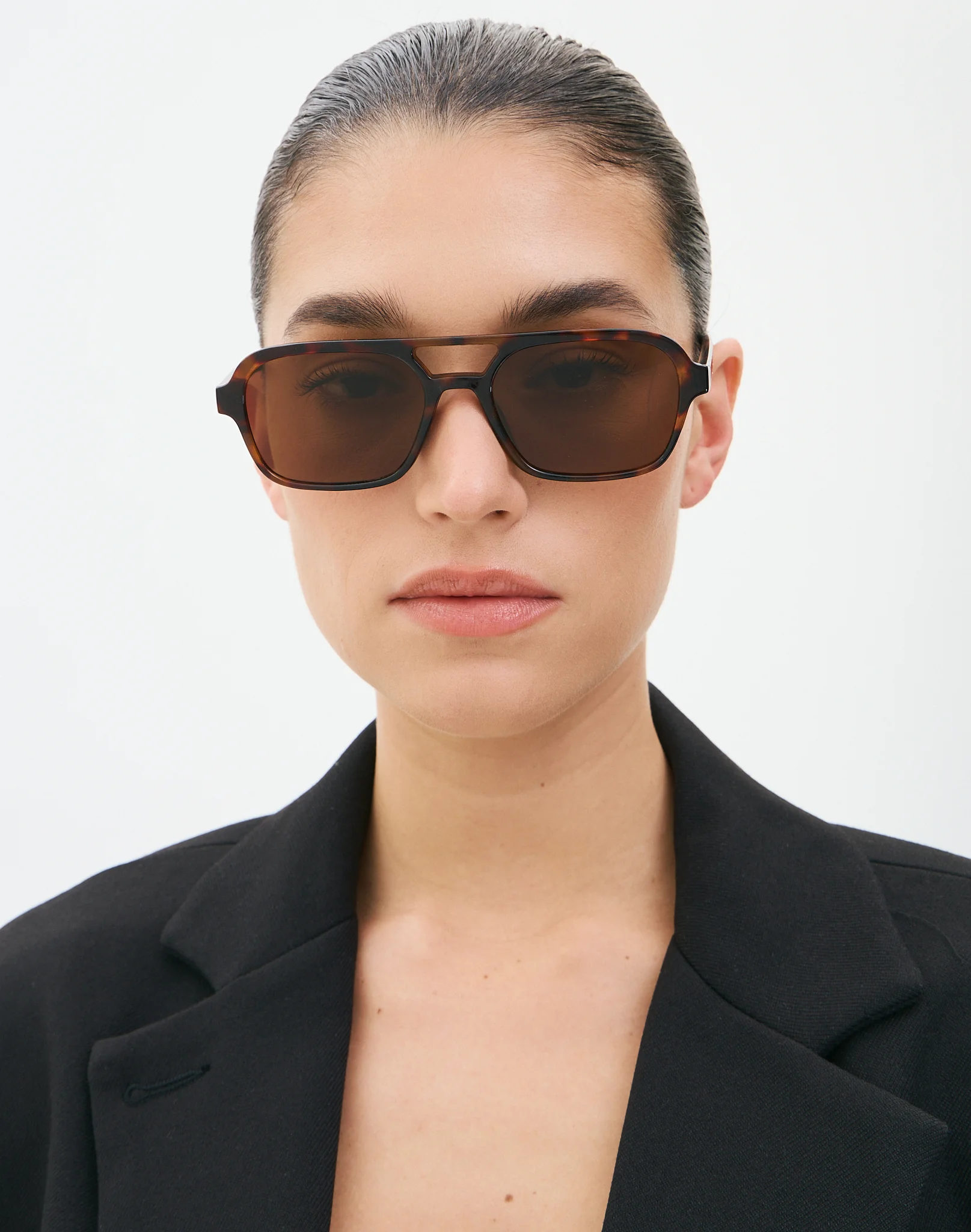 Aviator Frame Sunglasses Tort X Brown