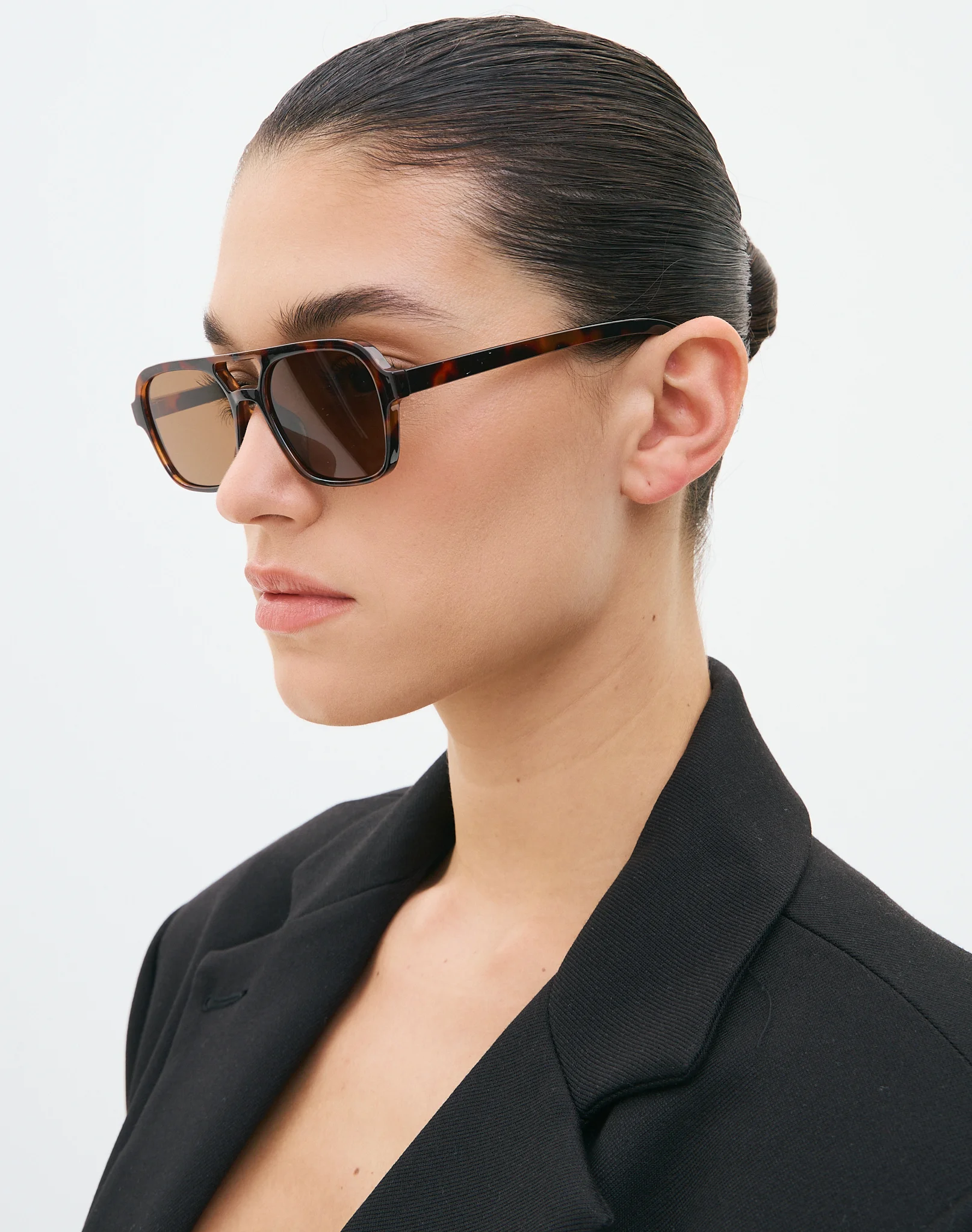 Aviator Frame Sunglasses Tort X Brown