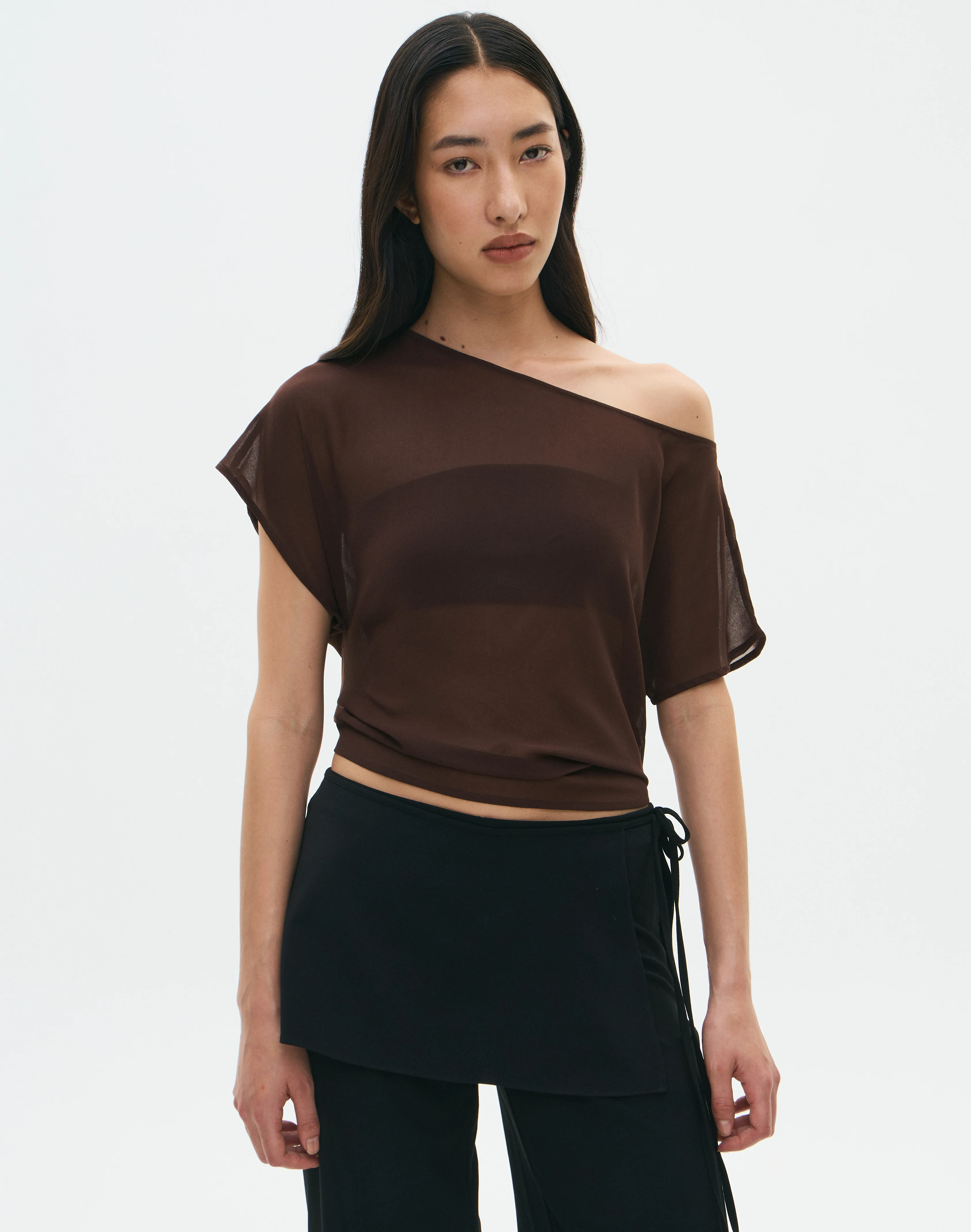 Chiffon Sheer Off Shoulder Blouse Fudge Fantasy