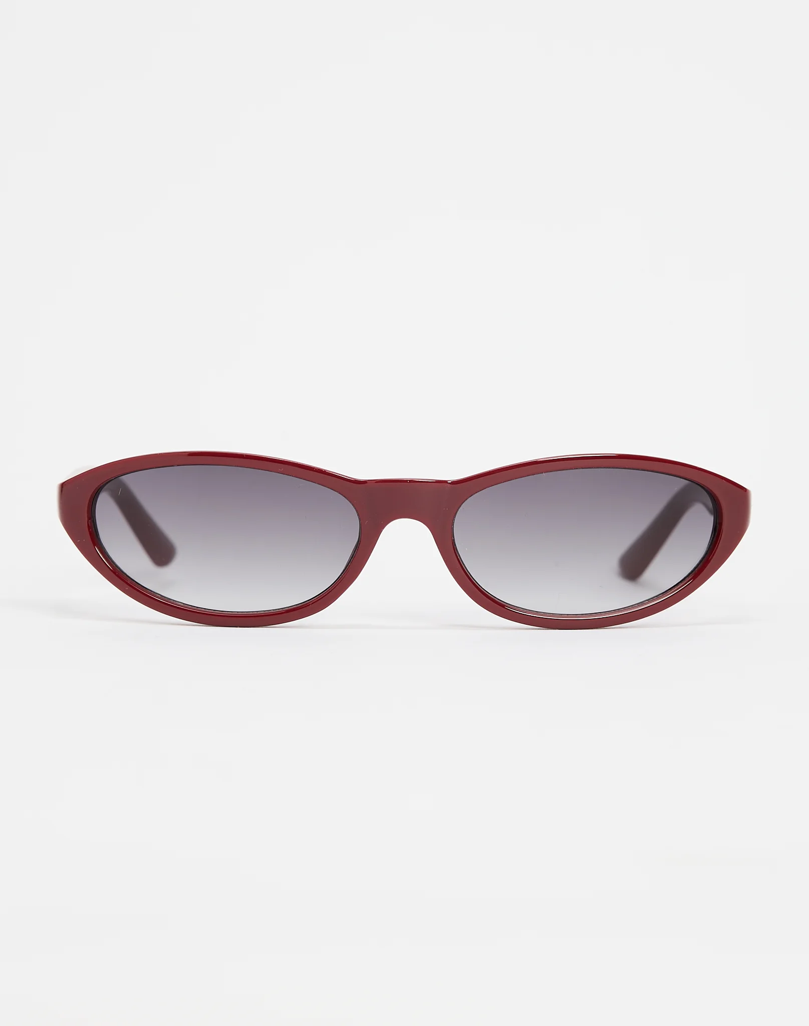 Thin Oval Frame Sunglasses Oval Frame Sunglasses in Solid Cherry X Grey