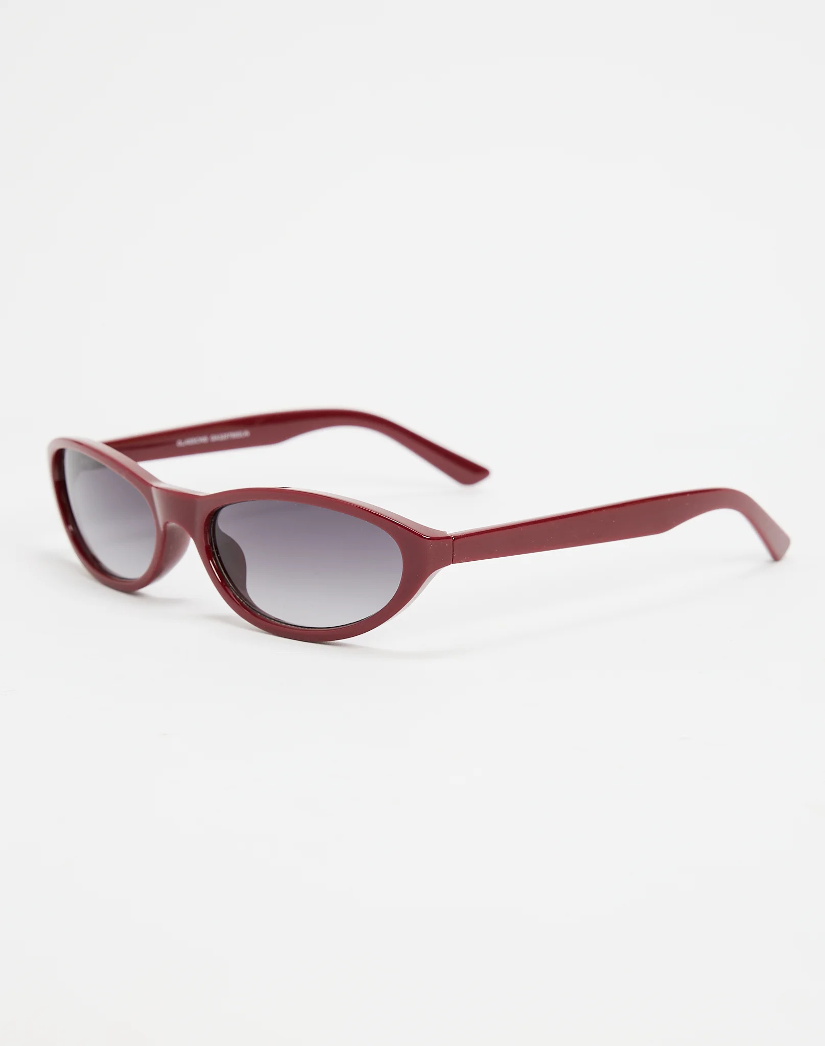 Thin Oval Frame Sunglasses Oval Frame Sunglasses in Solid Cherry X Grey 3 Thin Oval Frame Sunglasses Oval Frame Sunglasses in Solid Cherry X Grey