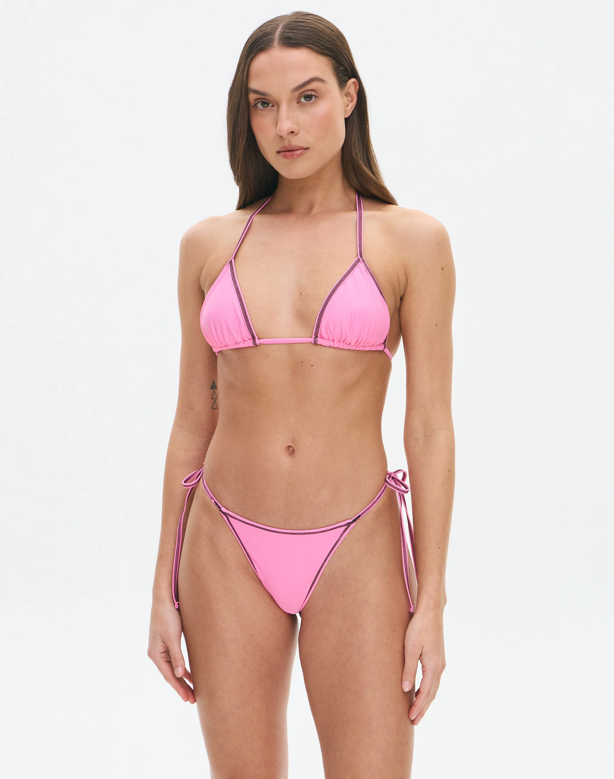 Contrast Stitch Halter Triangle Bikini Top Bubble X Bear Hug