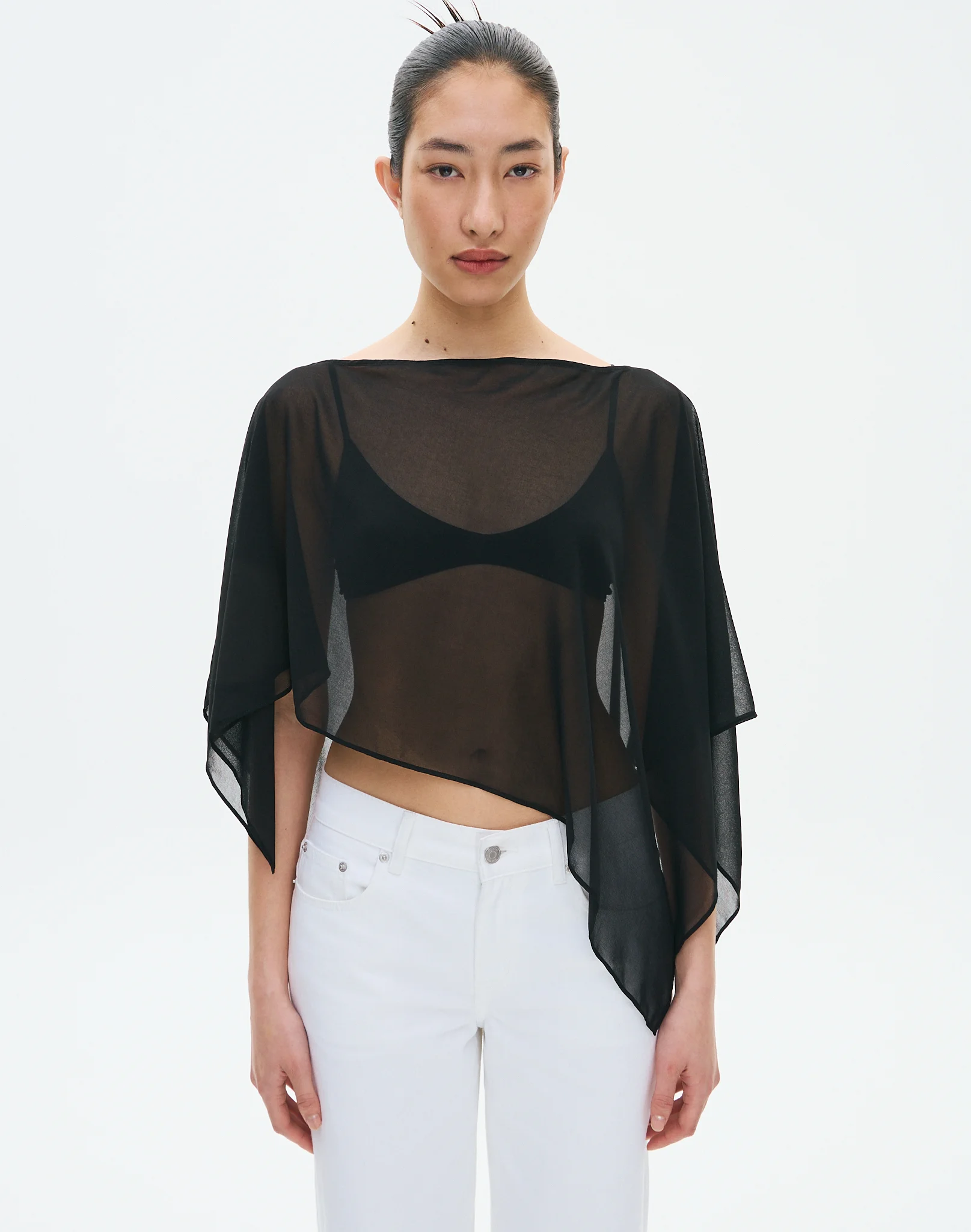 Chiffon Poncho Black